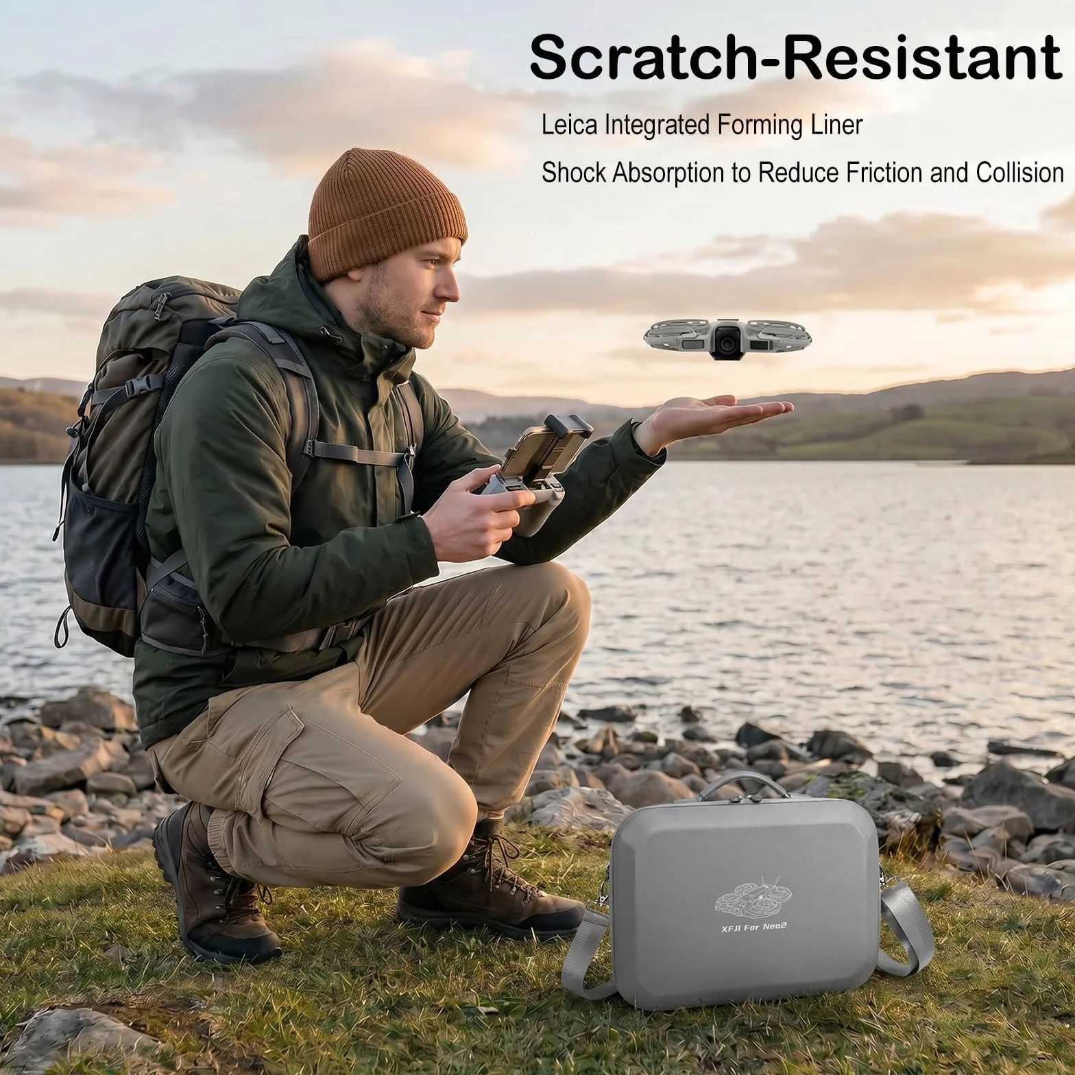 Etui na DJI Neo 2 Torba, Etui PU Przenośne na DJI Neo 2 Fly More Combo Akcesoria, dla Kontrolera RC-N3/Baterii Neo2, do Przechowywania/Ochrony Drona
