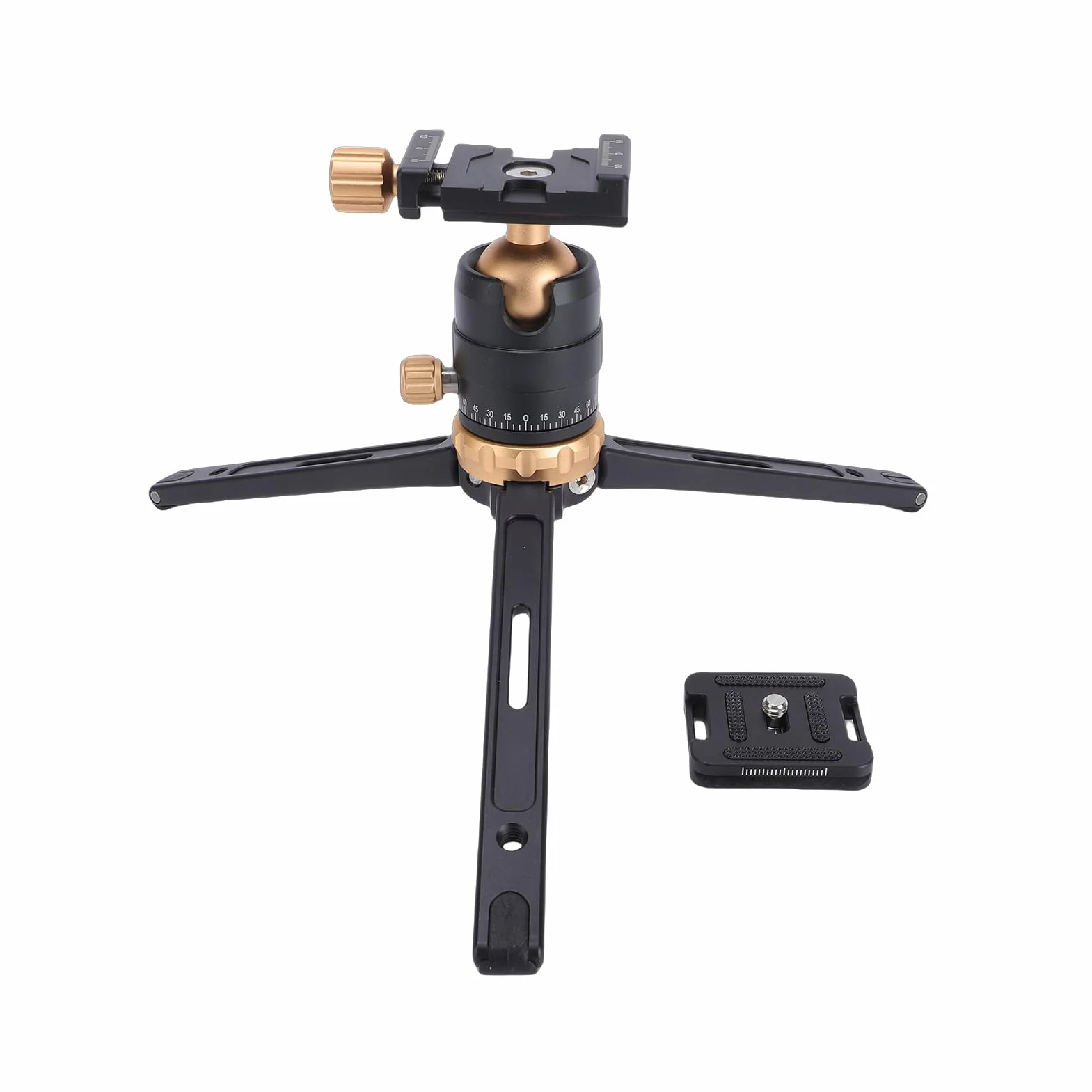 Fabater Mini Statyw, Statyw Stacjonarny z regulacją Wysokości i płytką Szybkiego Uwalniania z głowicą kulową 360° do Vlogowania z kamerą sportową DSLR (GOLD)