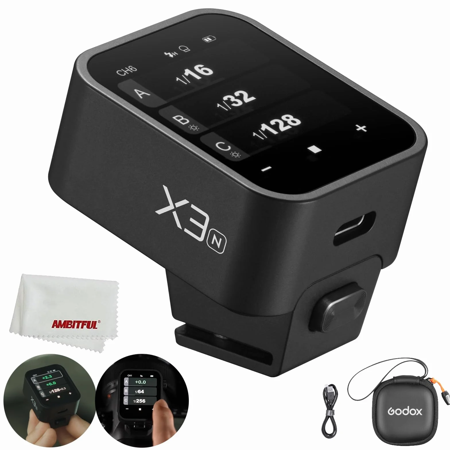 Godox X3N X3 N X3-N TTL bezprzewodowy wyzwalacz lampy błyskowej, system bezprzewodowy 2.4GHz, wyświetlacz LED wysokiej rozdzielczości, wbudowana bateria litowa, kompatybilny z kamerami Nikon