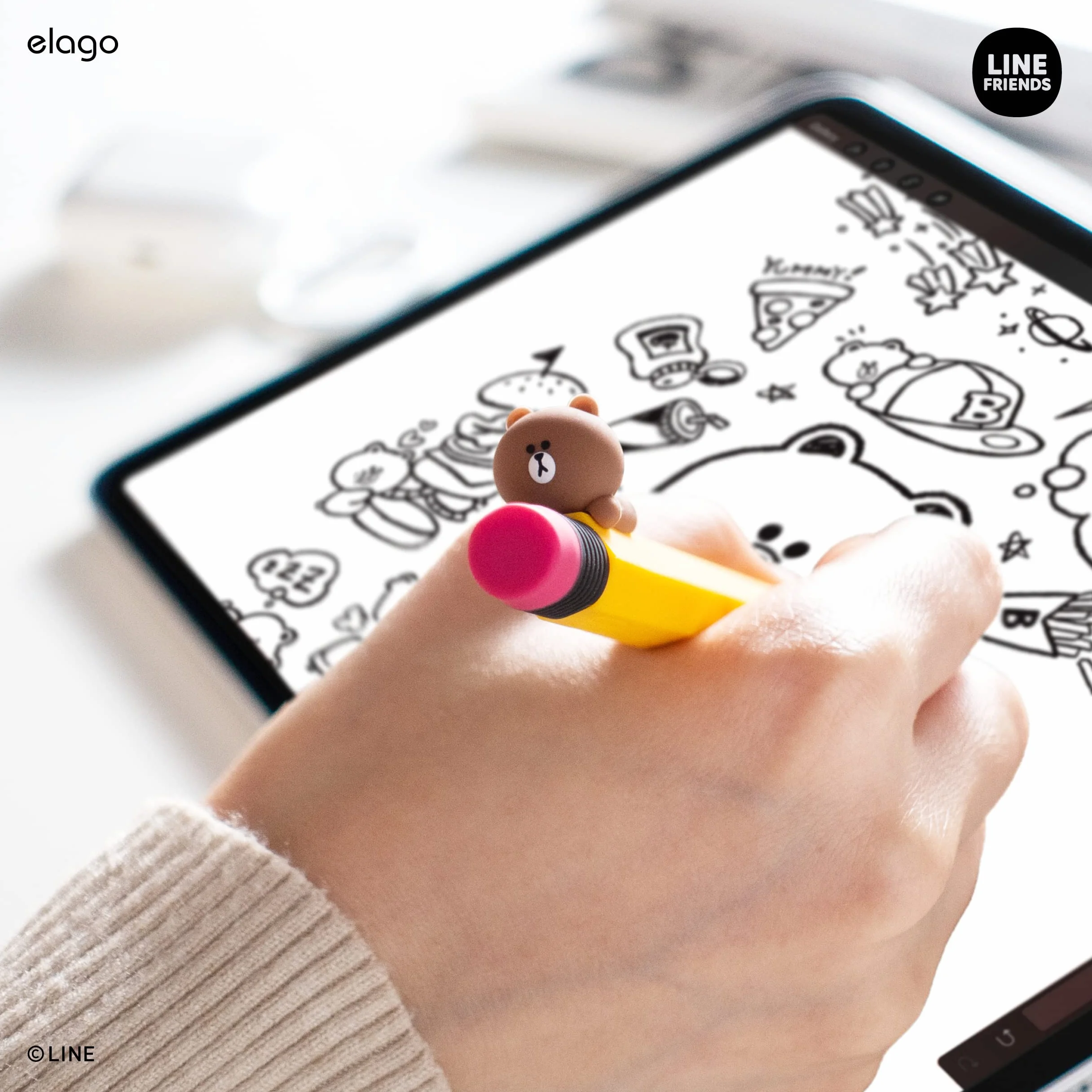 elago LINE Friends piórnik Apple Pencil 2 generacji silikonowy pokrowiec ochronny brązowy