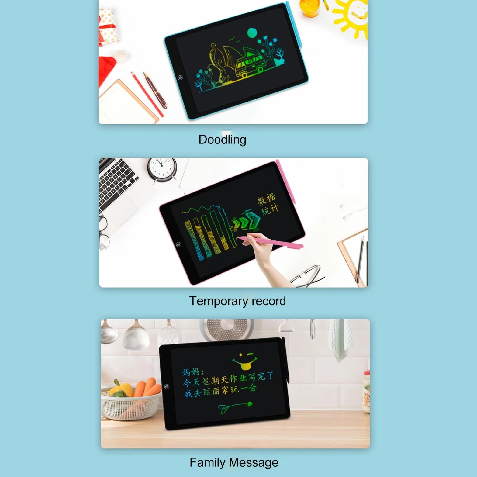 Tablet do Pisania LCD, 16-calowa Tablica do Pisania z Ekranem LCD, Tablica do Pisania dla Dzieci, Tablica do Pisania, Mała Tablica do Pisania do Nauki Edukacyjnej dla Małych