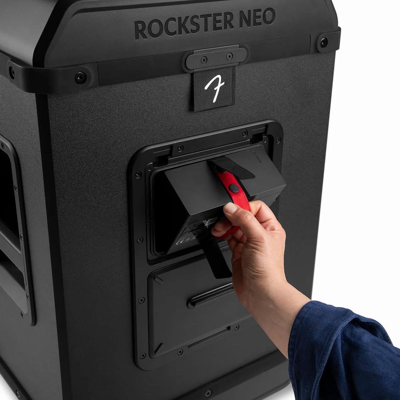 Głośnik Bluetooth Fender x Teufel ROCKSTER NEO, przenośny głośnik bezprzewodowy, 130 dB SPL Peak – długi czas pracy baterii (Black & Steel)