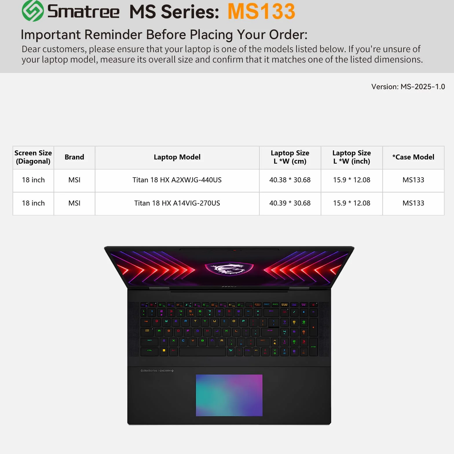 Smatree MS133 Twardy futerał ochronny EVA ze stojakiem kompatybilny z 45.7 cm MSI Vector A18 HX, Raider A18 HX, Raider 18 HX A14V, Titan 18 HX A14V, Stealth 18 AI Studio A1V, CreatorPro X18 HX-A14V