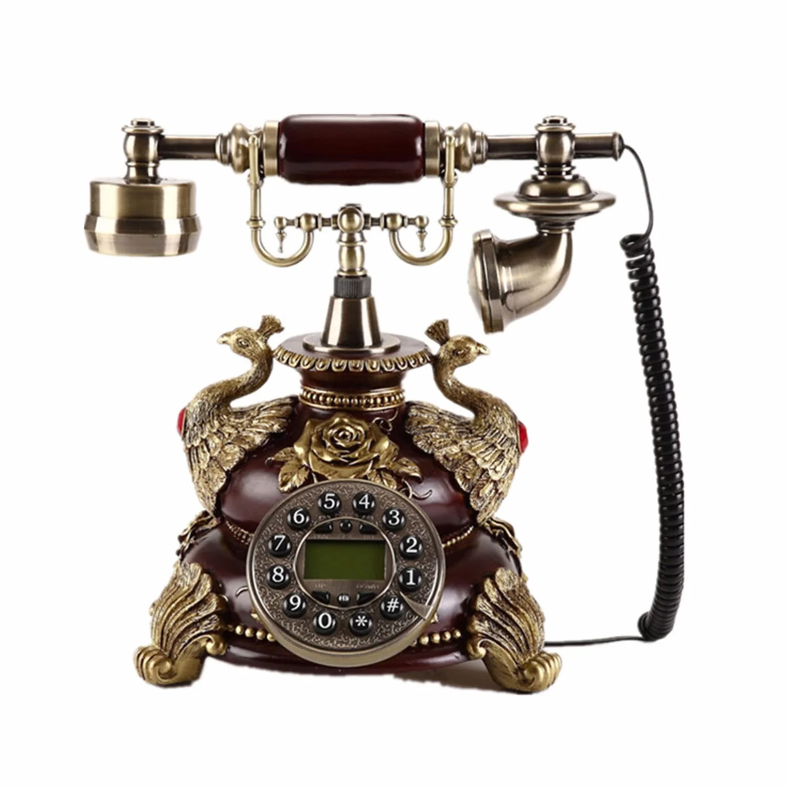Antyczny telefon Zabytkowy telefon stacjonarny Retro Słuchawka przewodowa Staromodne telefony domowe Telefon domowy i biurowy