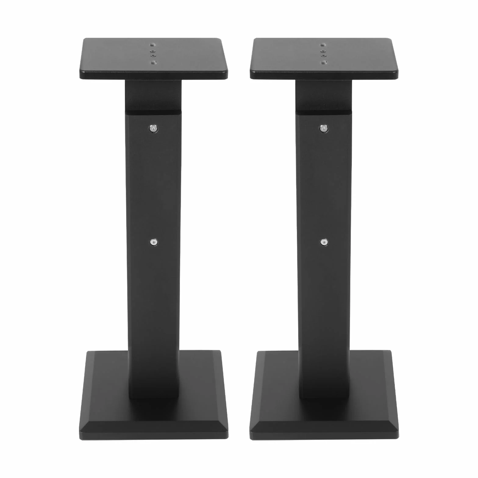 2 nóżki do głośników, regulowane, 65 – 85 cm, uchwyt na głośnik, płyta MDF, platerowanie premium, 30 kg, rozszerzona podstawa do kina domowego, barów, pomieszczeń prywatnych, hoteli, (czarne)