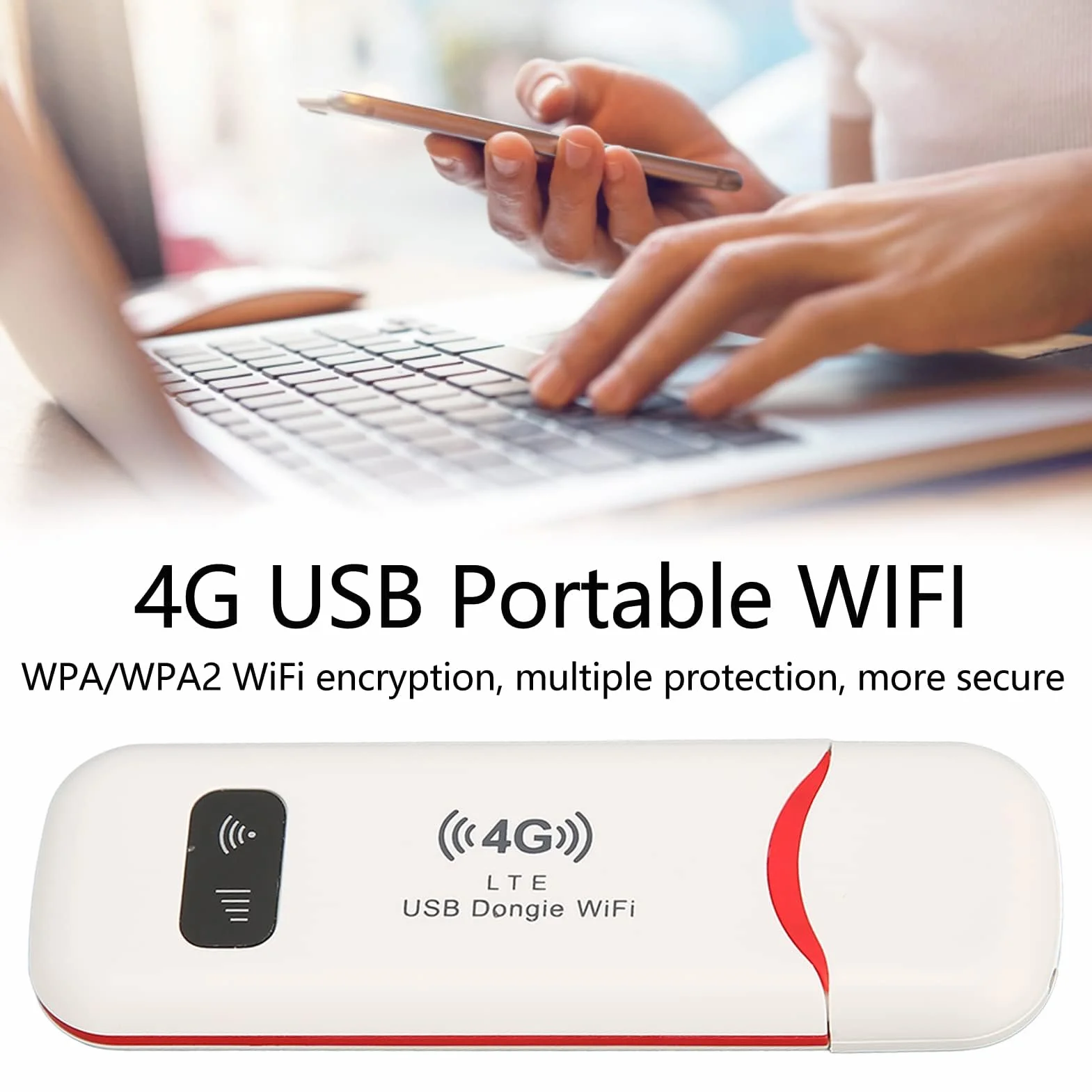 Przenośny Wi-Fi 4G LTE Wireless USB Dongle mobilny hotspot przenośny router WiFi z gniazdem na kartę SIM, szyfrowanie WPA WPA2, obsługuje 10 użytkowników mobilnych