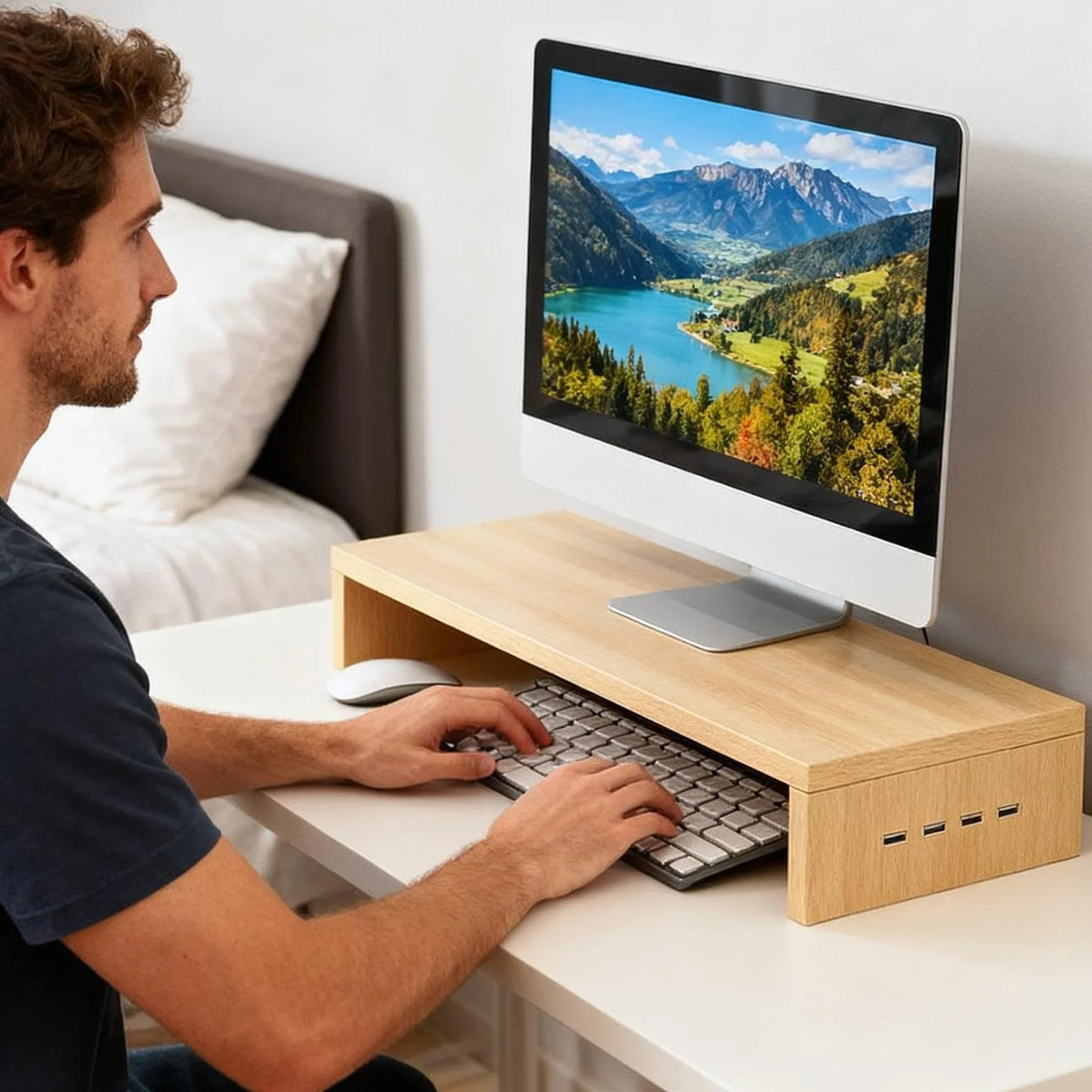 Générique Skok na ekran | Organizer z wentylacją | Taca na ekran i laptopa, do drukarki ekranu materiały akcesoria klawiatury biuro dom szkoła
