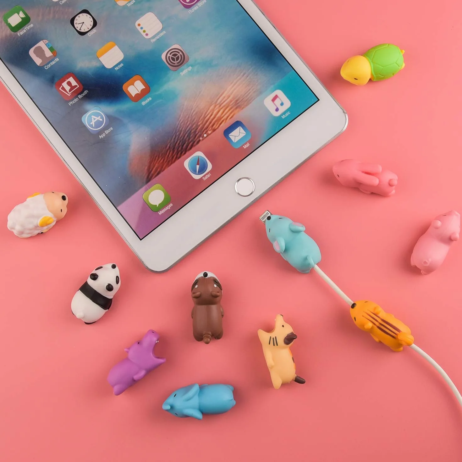 TUPARKA 15 sztuk kabli ze zwierzętami, silikonowy, ochronny, kabel do ładowania, Saver, USB, ochrona kabla do ładowania, kompatybilne z iPhone/Android