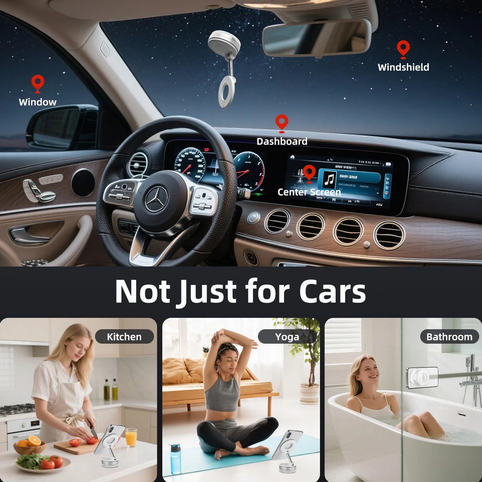 Ulepszony próżniowy magnetyczny uchwyt na telefon samochodowy, regulowana 360°, przyssawka, uchwyt na telefon, kieszonkowy, składany, do samochodu, siłowni, lustra, gładkiej powierzchni, do