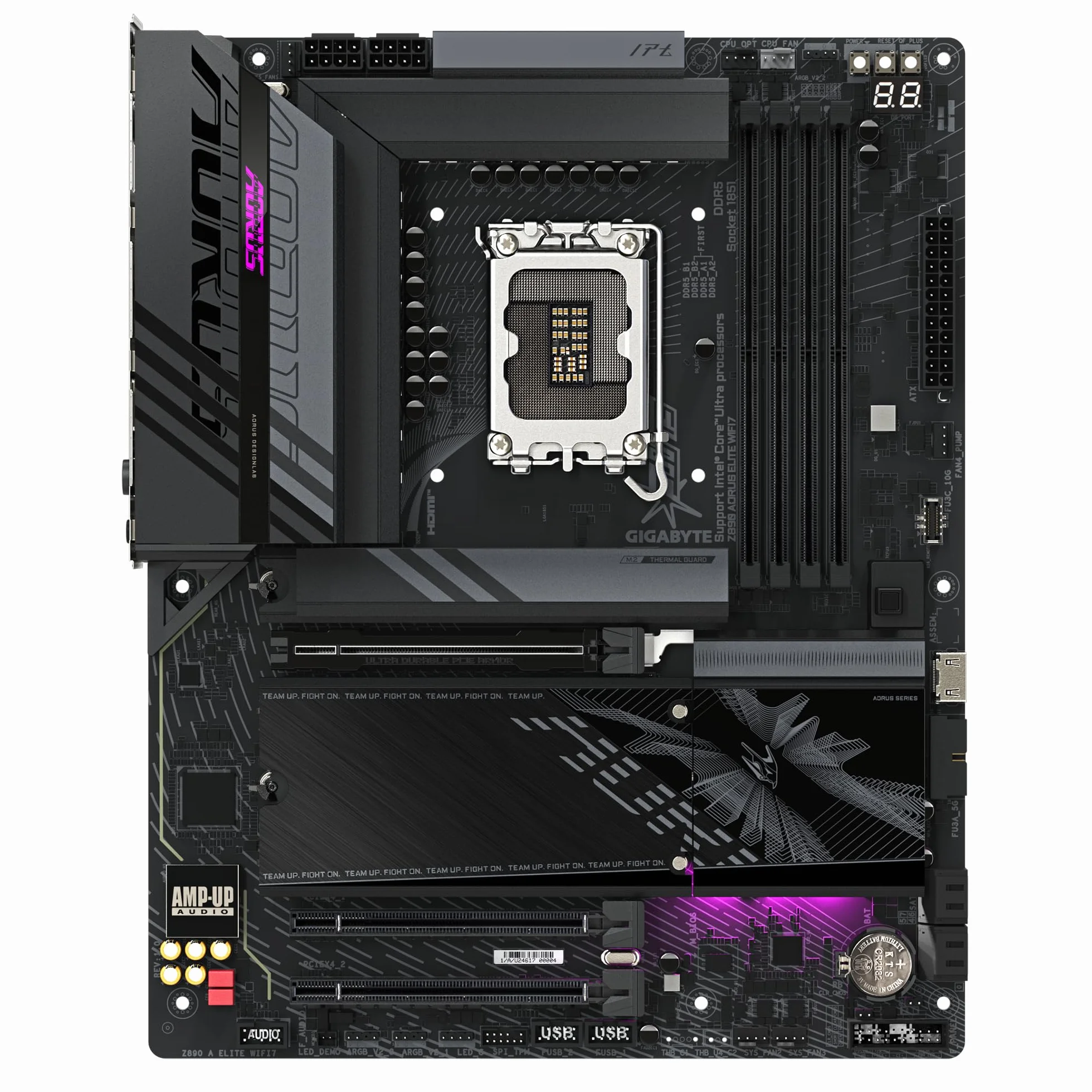 GIGABYTE Płyta główna Z890 AORUS ELITE WIFI7 - obsługuje procesory Intel Core Ultra (seria 2), 16+1+2 fazy VRM, do 8800 MHz DDR5 (OC), 1xPCIe 5.0 + 3xPCIe 4.0, Wi-Fi 7, 2.5 GbE LAN, Thunderbolt 4