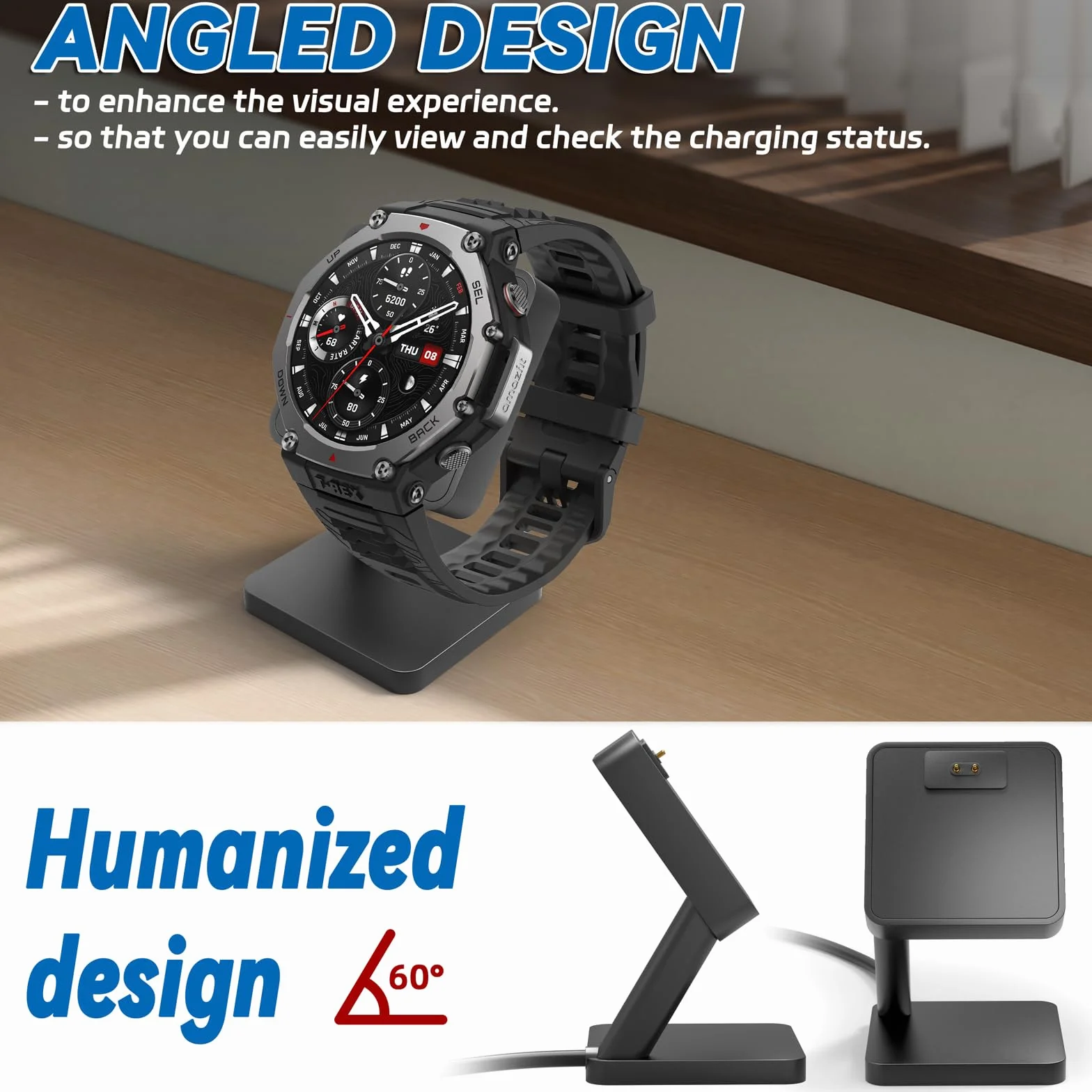 Ładowarka magnetyczna kompatybilna z Amazfit T-Rex 3 / Balance, stacja ładująca z kablem USB-A 1m