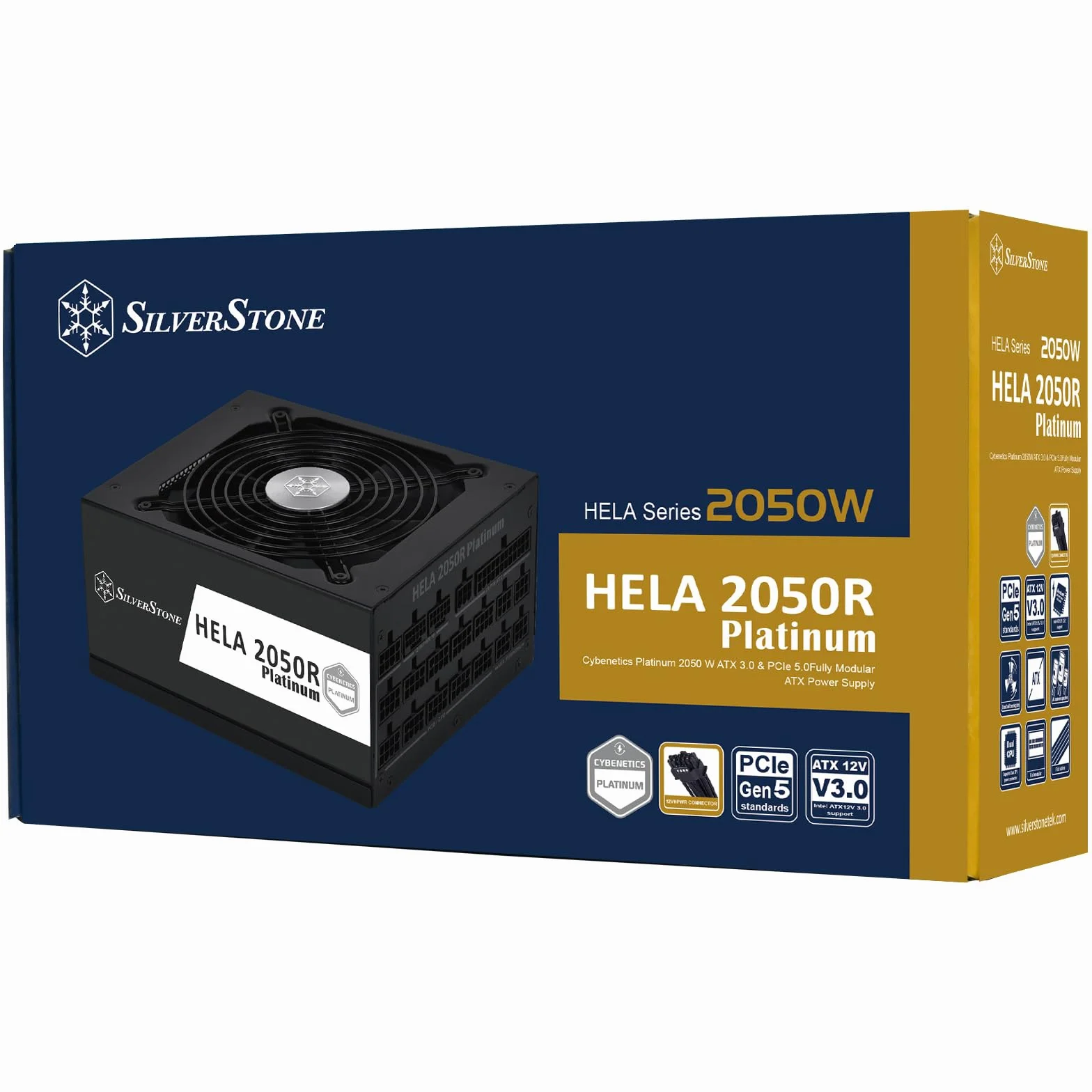 SilverStone Technology HELA 2050R Platinum-Cybenetics Platinum całkowicie modułowy zasilacz ATX, 2050 W, ATX 3.0 i PCIe 5,0, SST-HA2050R-PM