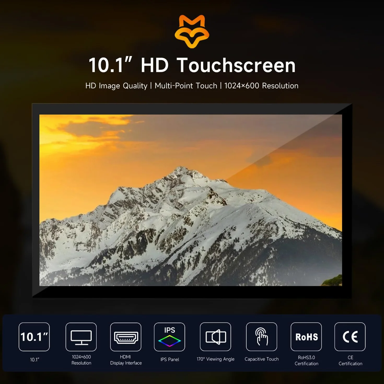 KLAYERS Ekran dotykowy do Raspberry Pi, przenośny monitor Plug & Play HDMI 1024 x 600 10,1 cala z podstawką, 10-punktowy ekran dotykowy LCD, głośniki dwutorowe, drugi laptop