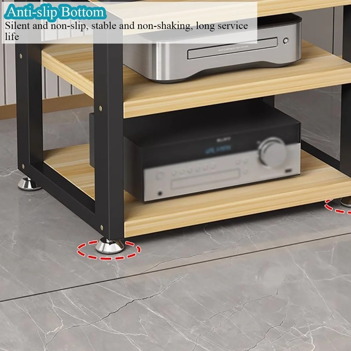 Mały stojak na amplituner stereo do domowego sprzętu audio, wielofunkcyjne centrum rozrywki Głośnik multimedialny Odtwarzacz wideo CD Gramofon Stojak meblowy, Szafka do przechowywania kompon