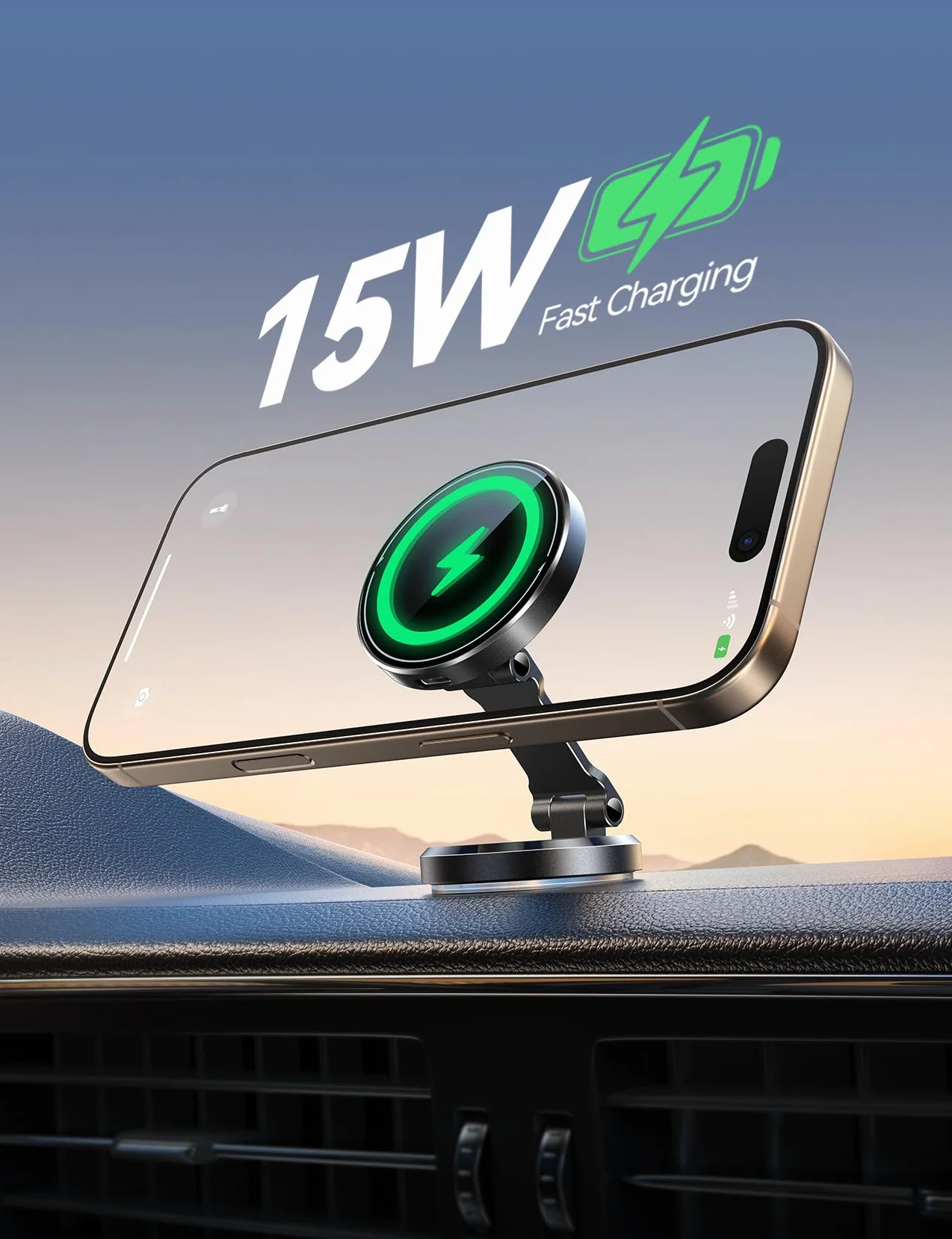 JOYROOM 15 W samochodowy uchwyt na telefon z funkcją ładowania [dwustronny obrót] Bezprzewodowa ładowarka samochodowa do deski rozdzielczej Magsafe Magnetyczny uchwyt do iPhone'a 16 15 14 13 12 Pro