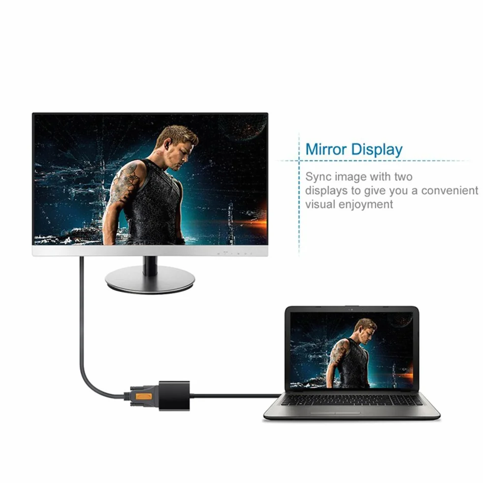 RGBS Adapter 1080P USB 3.0 na VGA konwerter wideo karta graficzna wyświetlacz zewnętrzny adapter kabla do komputera laptopa Windows 7/8/8.1/10/11, tabletów i Windows XP, wbudowany sterownik, nie