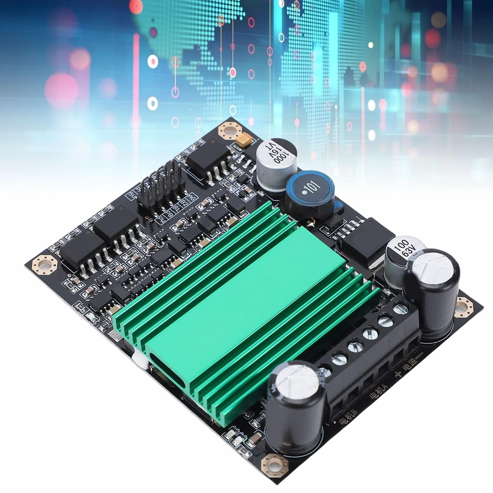 Fabater Moduł Sterownika Silnika Prądu Stałego 100A Solidna Płyta Napędowa Mostka H do Komputera PC o Wysokiej Wydajności Robotyki 3,2x2,8 Cala