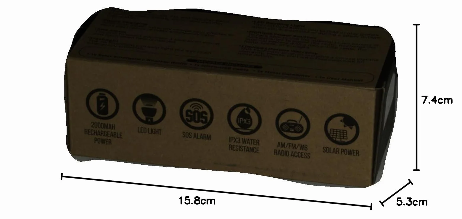 FosPower Przenośne Radio | Energia Słoneczna, Korba i Baterie | Awaryjne Radio Korbowe | 2000mAh Bateria Wewnętrzna | Latarka, SOS Alarm i Lampa Czytająca | Wędrówki, na Zewnątrz, w Nagłych Wypadkach