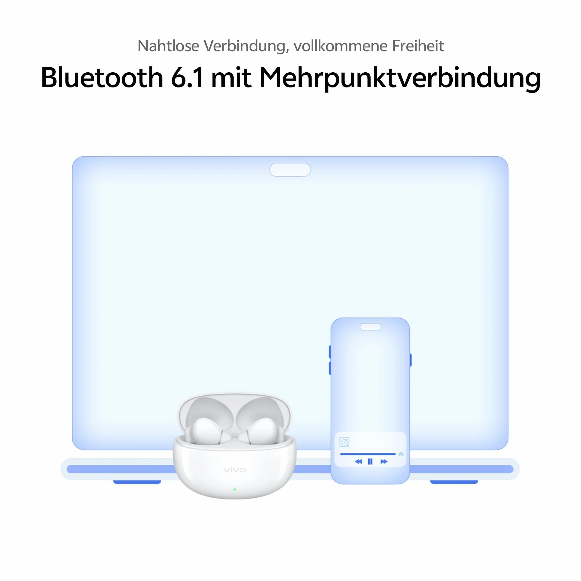 vivo Buds Pro bezprzewodowe słuchawki, 55 dB AI adaptacyjna redukcja szumów, żywotność baterii 55 godzin, dźwięk przestrzenny, BT 6.1 Dual Connection, IP54, wodoodporny, 4,3 g, kolor czarny
