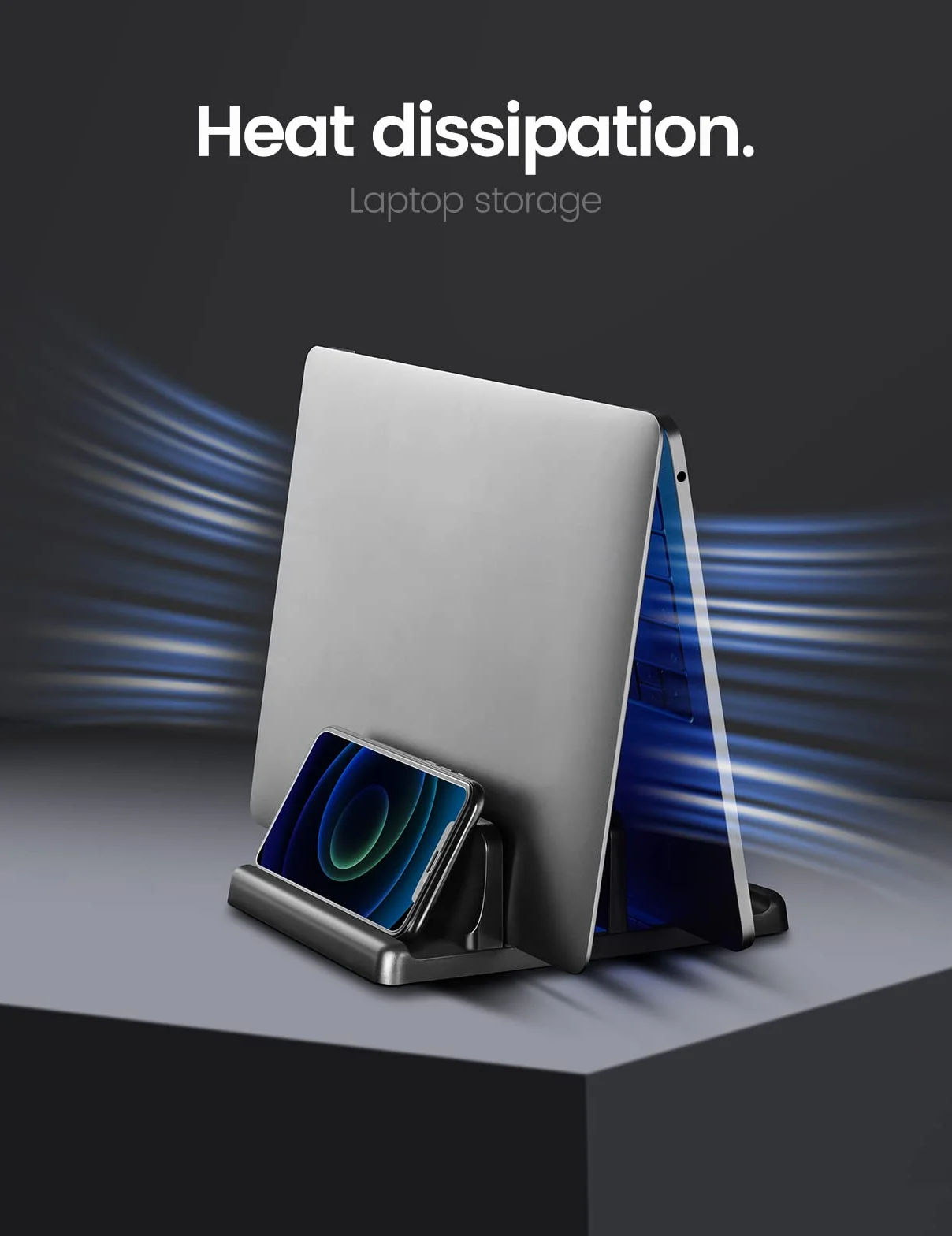 VAYDEER pionowy stojak na laptopa, regulowany i wszechstronny z 3 rowkami. Kompatybilny z Macbook/Pro, Mac, iPadem i laptopem. Elegancki czarny design