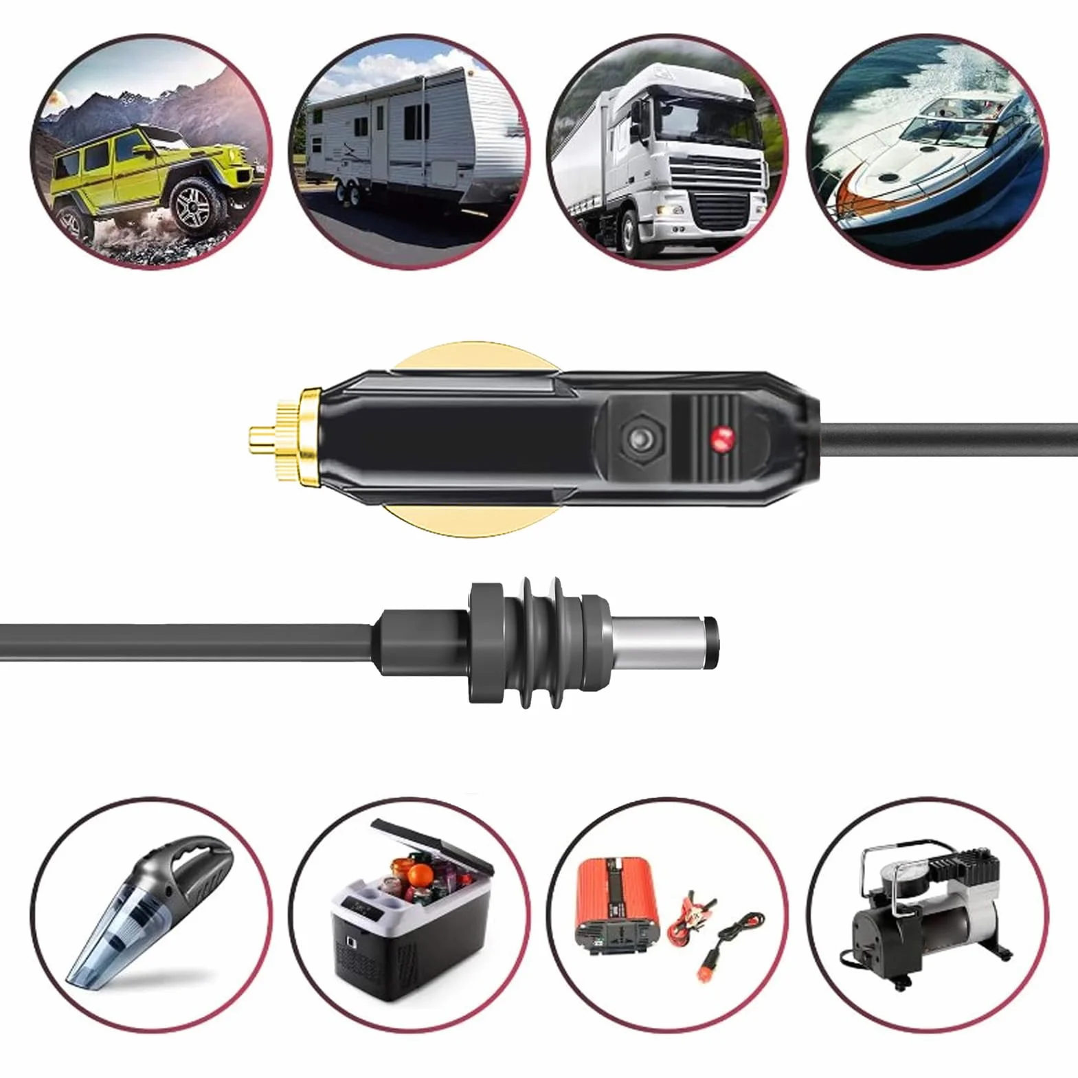 Kabel Zasilający Mini DC, Wodoodporny Samochodowy Kabel Zasilający DC 18AWG IP68 do Satelity, ładowarka Samochodowa DC Kabel Adaptera Automatycznego Zasilacza do (10M)