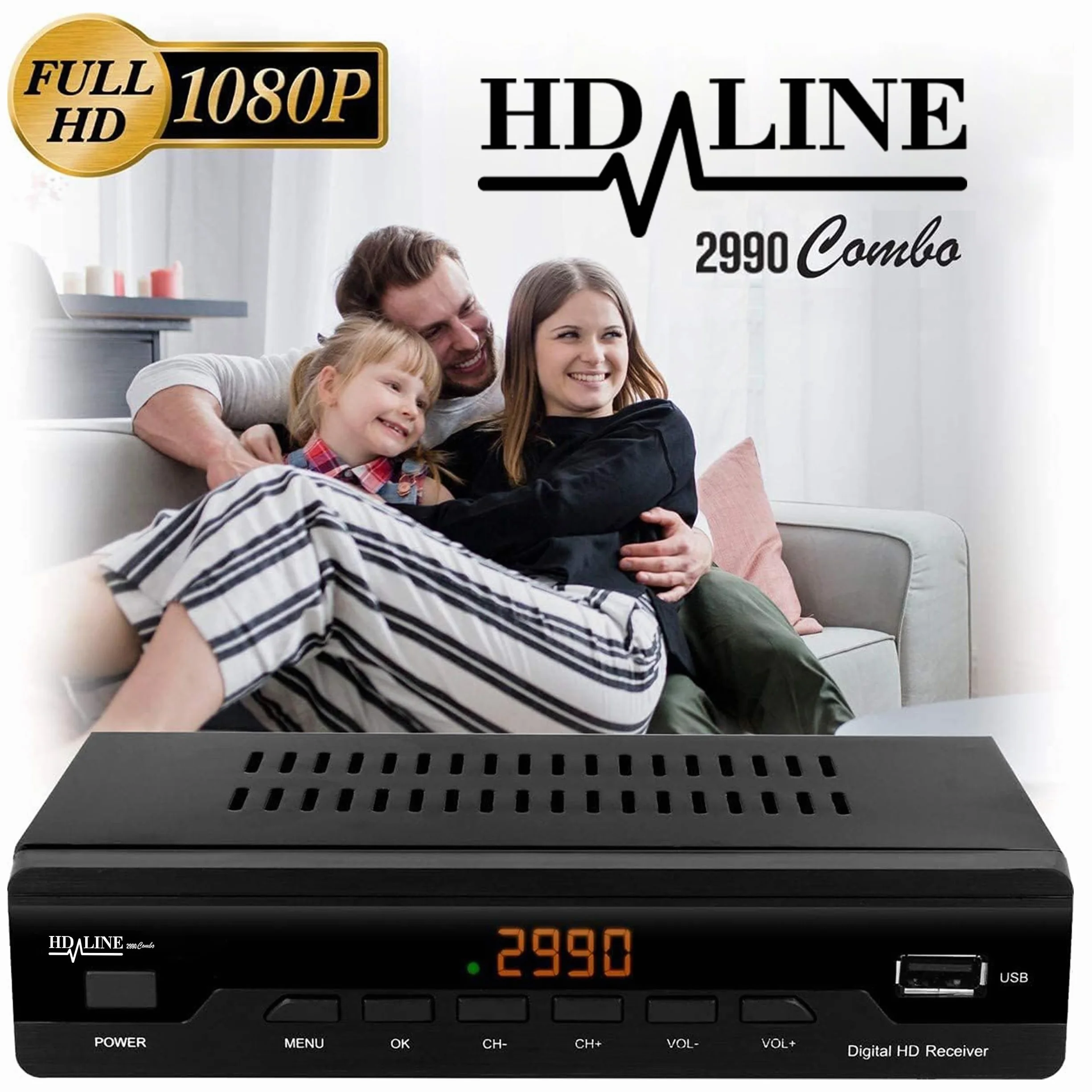 Odbiornik kablowy do telewizji cyfrowej 2990 Combo DVB-C (HDTV, DVB-C / C2, DVB-T/T2, HDMI, SCART, USB 2.0, WLAN opcjonalnie) + kabel HDMI