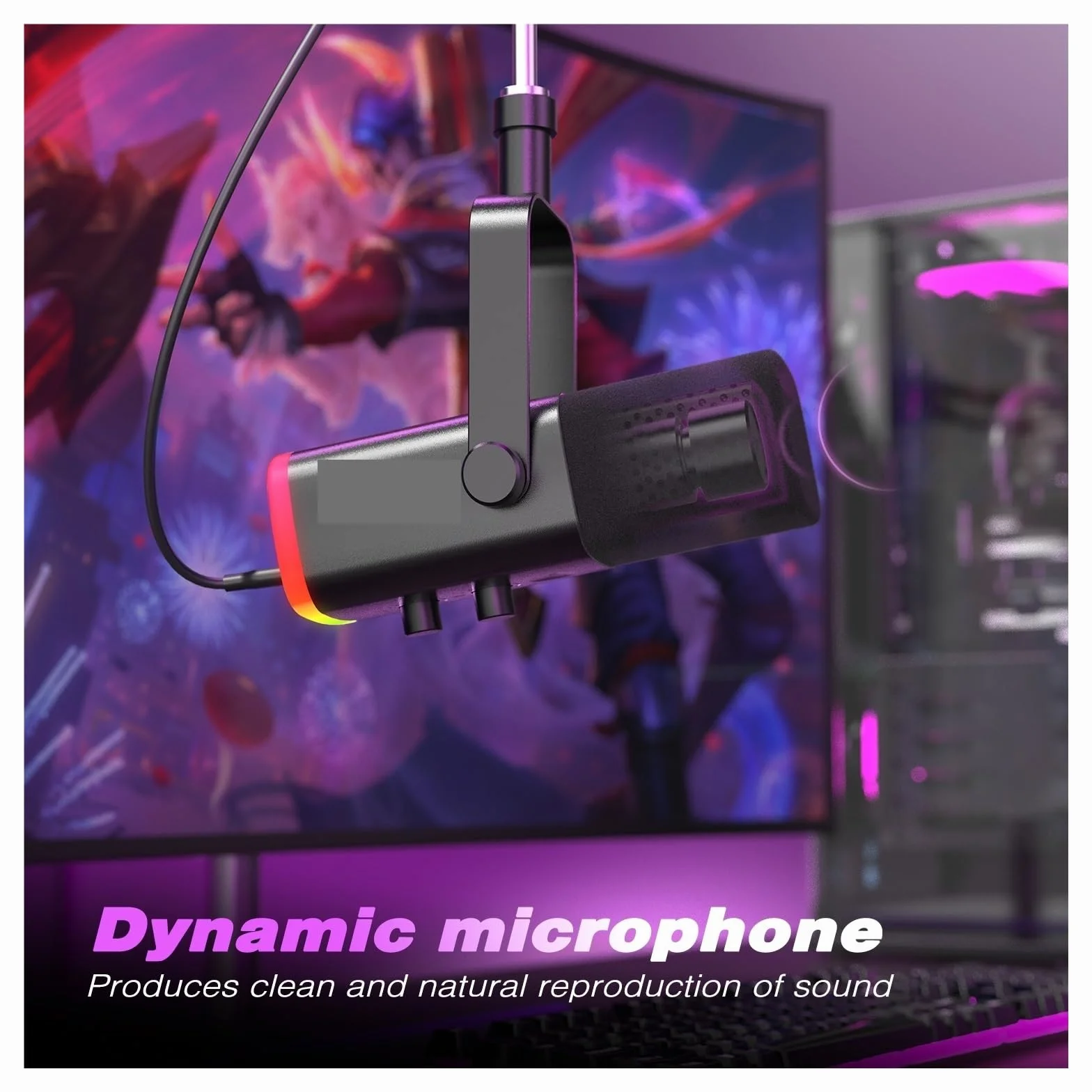 Mikrofon Dynamiczny USB/XLR Z Przyciskiem Wyciszania Dotykowego, Gniazdo Słuchawkowe, Elementy Sterujące We/wy, Mikser PC PS5/4, Do Gier Uniwersalna Kompatybilność(AM8P)