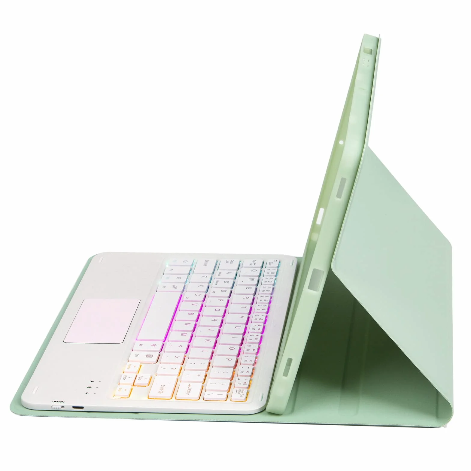 Etui z klawiaturą do Xiaomi Mi Pad 7/7 Pro 11.2" 2024, Wbudowany Uchwyt Na Ołówek, Magnetyczna Odłączana Bezprzewodowa Podświetlana Klawiatura z Myszą Bluetooth,Green