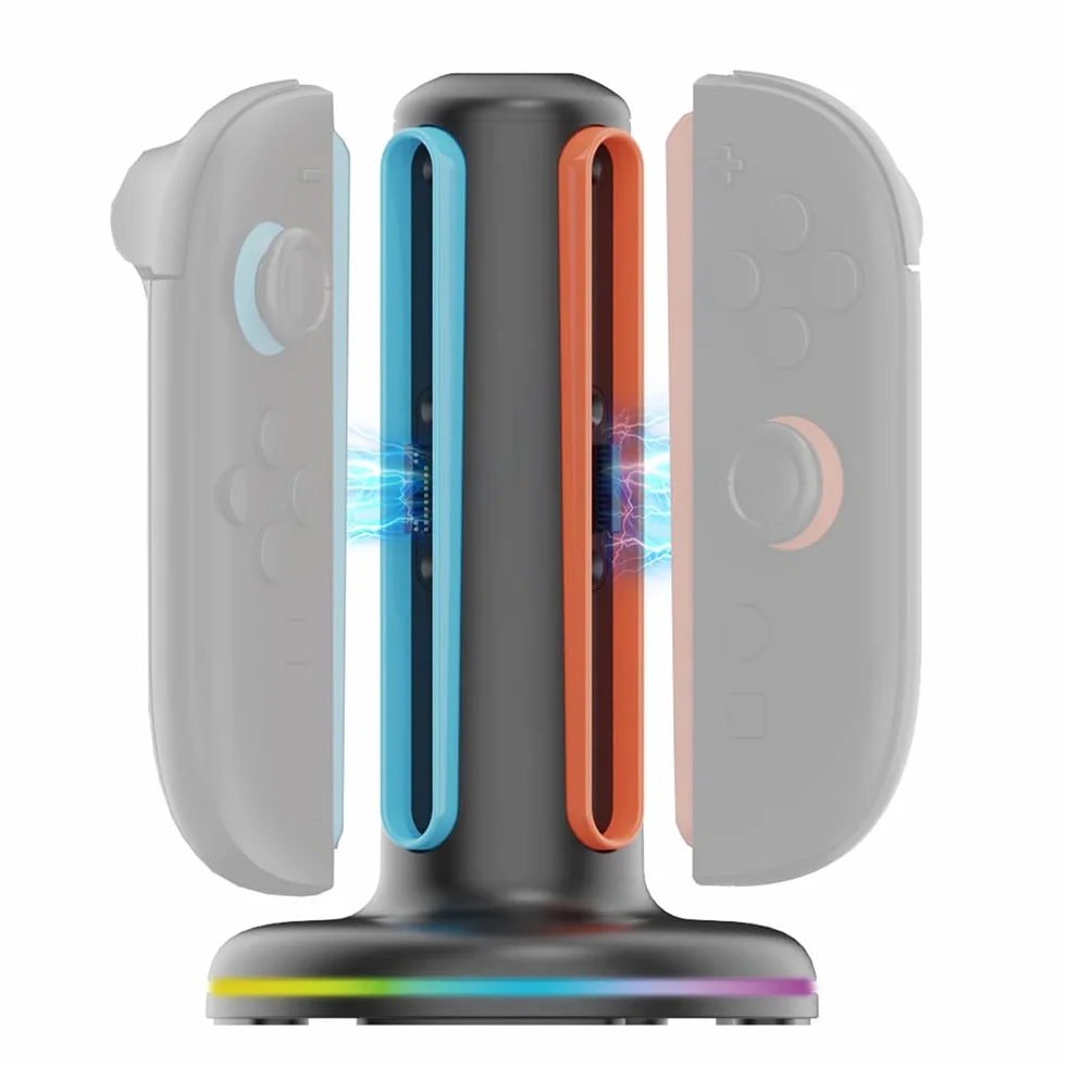 Ładowarka 4 w 1 do przełącznika Magnetyczna stacja dokująca z uchwytem LED Joy-Con i akcesoriami