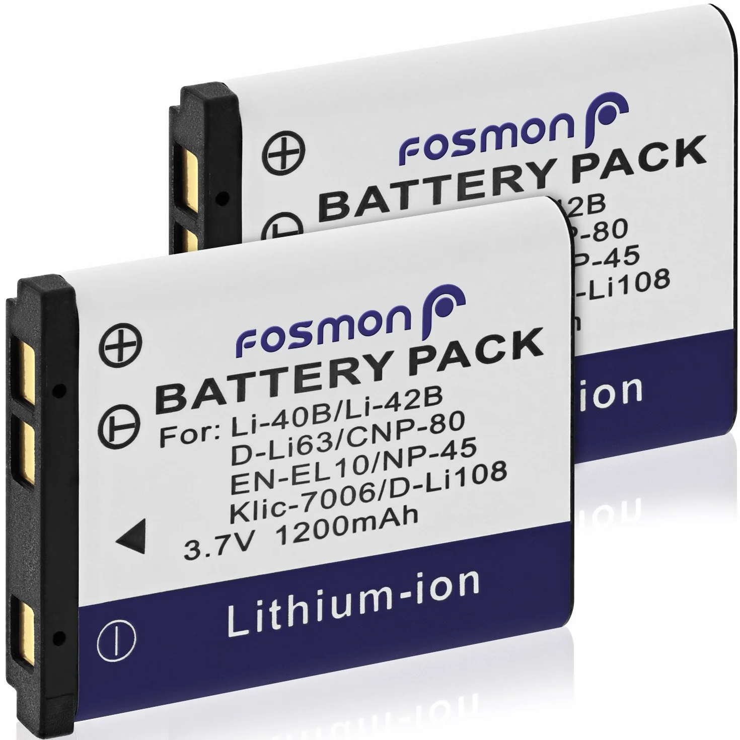 Fosmon zamiennik akumulator LI-40B LI-42B 3,7 V 1200 mAh 2 sztuki kompatybilne z Fuji NP-45 Nikon EN-EL10 Pentax D-Li63