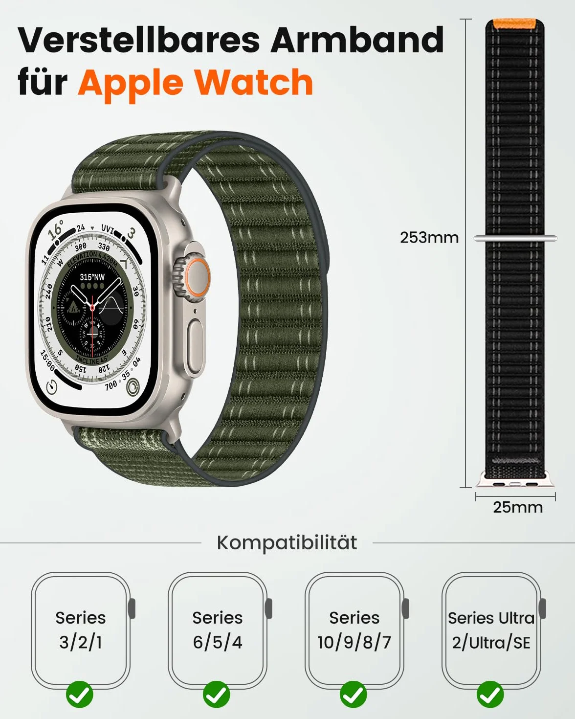 SimpleThings Sport Loop Nylonowy pasek do Apple Watch 49 mm, 46 mm, 45 mm, 44 mm, 42 mm, 41 mm, 40 mm, 38 mm, regulowany miękki pasek do iWatch Ultra2/1, SE, 10, 9, 8, 7, 6, 5, 4, 3, 2, 1