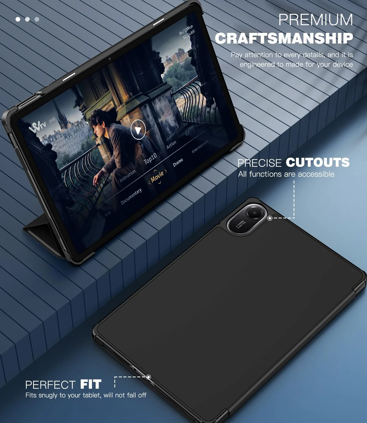 TiMOVO Etui na Xiaomi Redmi Pad 2 2025, smukła, podstawka, twarda obudowa ochronna, czarny