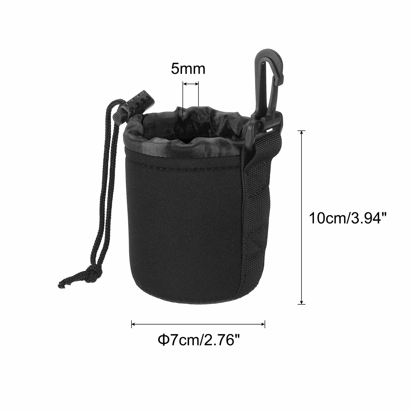 PATIKIL Aparat obiektyw Torba, 2.8" IDx3.9 H Sznurek Obiektyw Obudowa z Grubość Ochronna Neopren, Obiektyw Case dla DSLR Aparat Czarny, Czarny