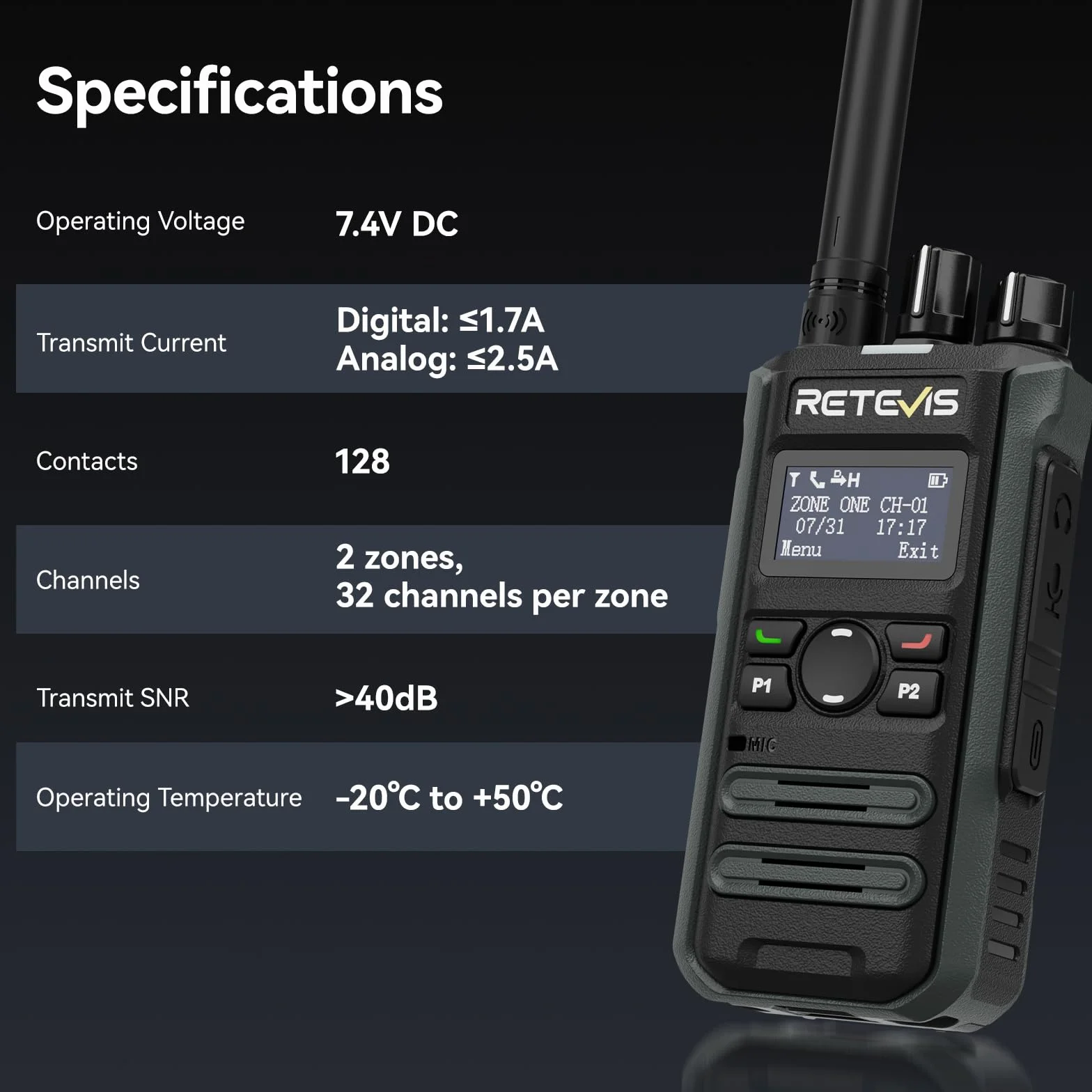 Retevis MateTalk P3 Krótkofalówki DMR Kompatybilne z Radiotelefonami Motorola, Szybkie Ładowanie, Miniaturowe Przenośne Krótkofalówki o Dużym Zasięgu, Ekran LCD, do Hoteli (1 opakowanie)