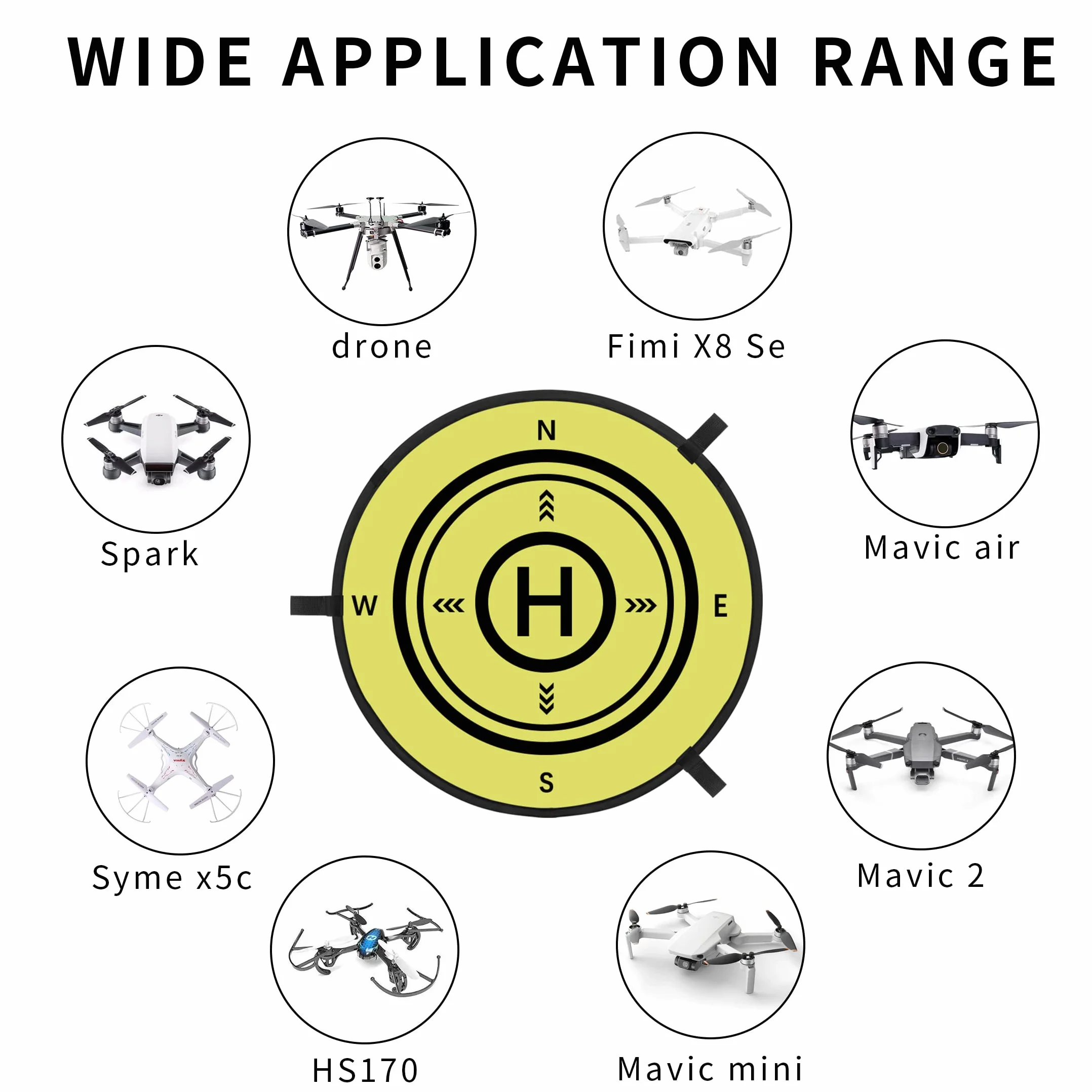 YAODHAOD Dron Landing Pad, 54 cm, uniwersalna, przenośna, jasna, wodoodporna, składana do dronów RC DJI Air 2S/Mavic Mini 2/Mavic Air 2/Mavic 2 Pro/Zoom/FIMI X8SE/DJI FPV Drone