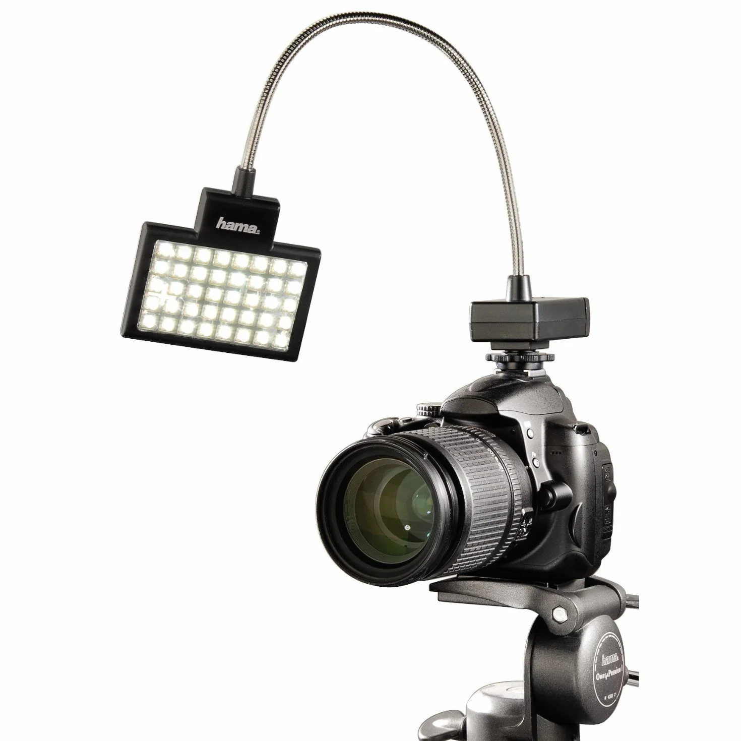 Hama Panel LED do zdjęć/wideo slim 40 do cyfrowych kamer wideo i fotografii z lampą błyskową, z elastycznym ramieniem, czarny