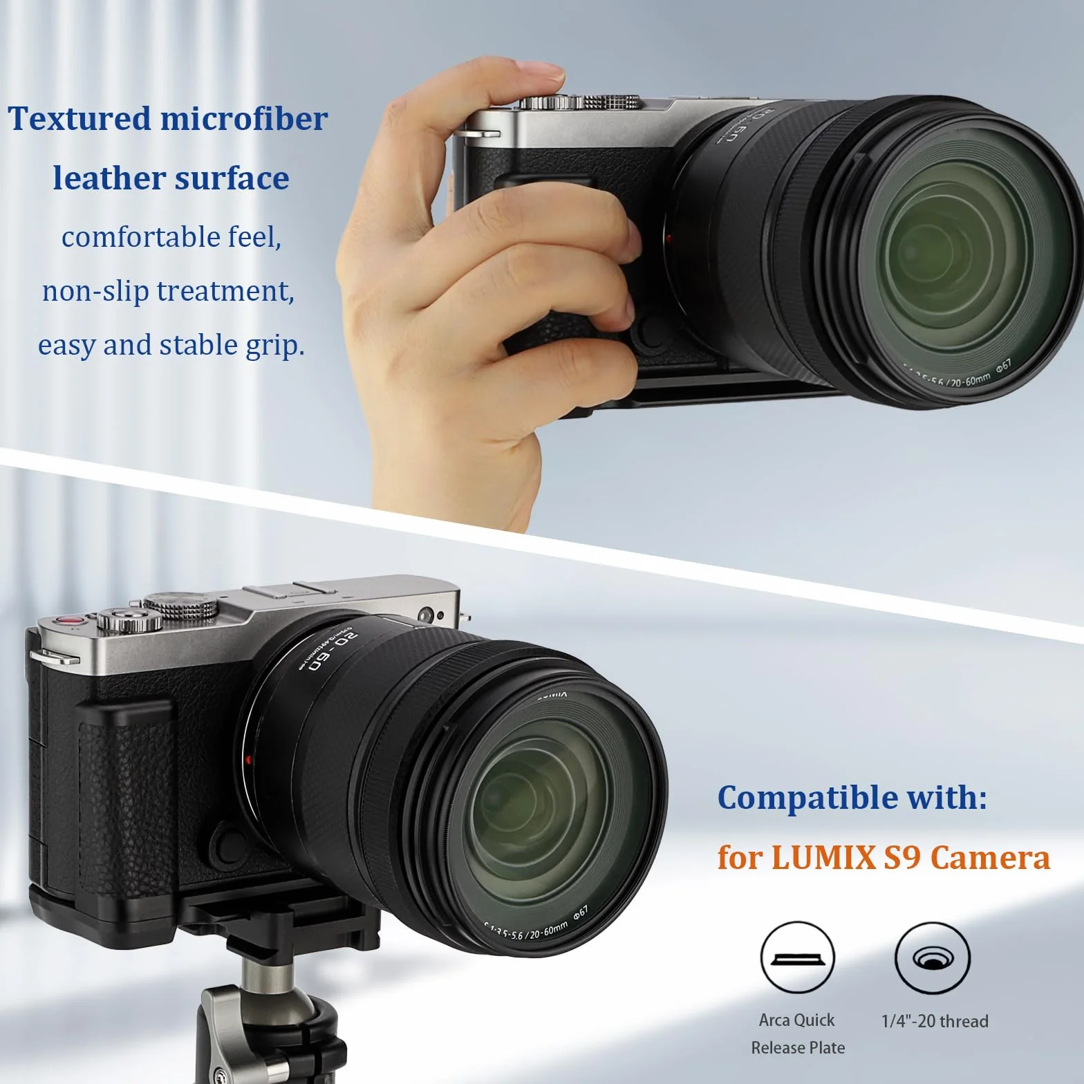 Haoge Uchwyt do Panasonic LUMIX S9 korpus aparatu S9K uchwyt w kształcie litery L HG-S9-B czarny
