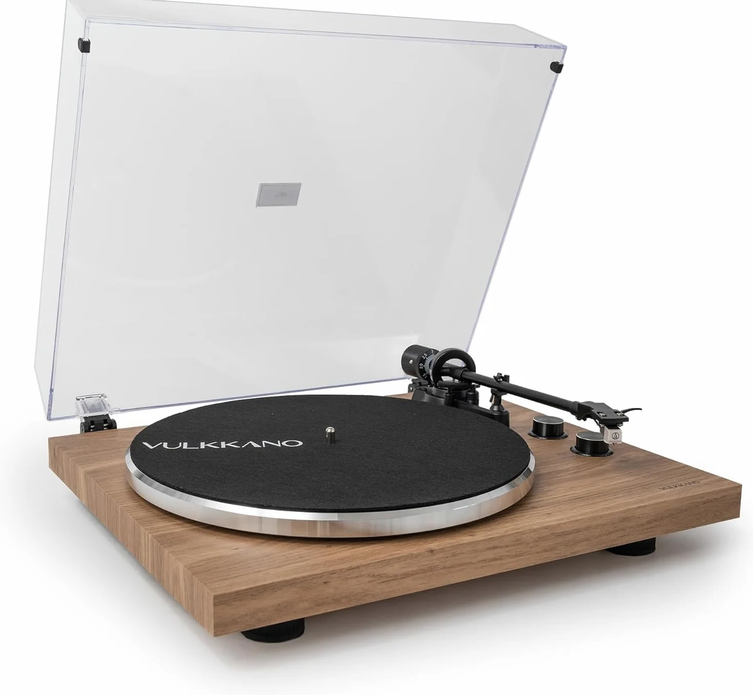 VULKKANO TD10 Gramofon z precyzyjnym ramieniem, zintegrowanym korektorem Phono/Line i eleganckim designem, kompatybilny z 33 i 45-obrotowymi winylami