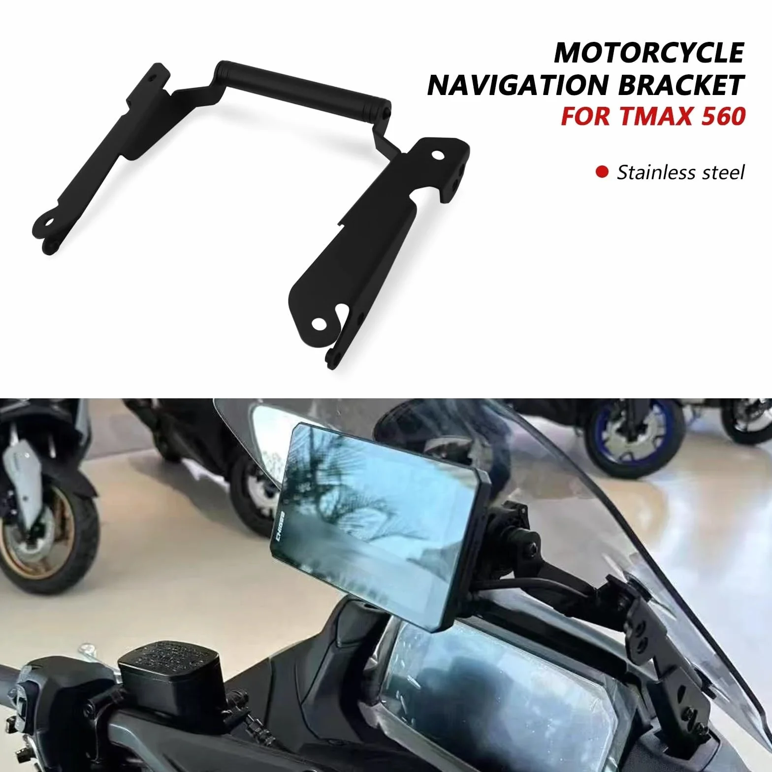 Motocyklowy uchwyt nawigacyjny GPS Akcesoria motocyklowe Uchwyt do nawigacji GPS i smartfonów Adapter do montażu Uchwyt pasuje do T-MAX 560 2025- Uchwyt do nawigacji GPS uchwyt