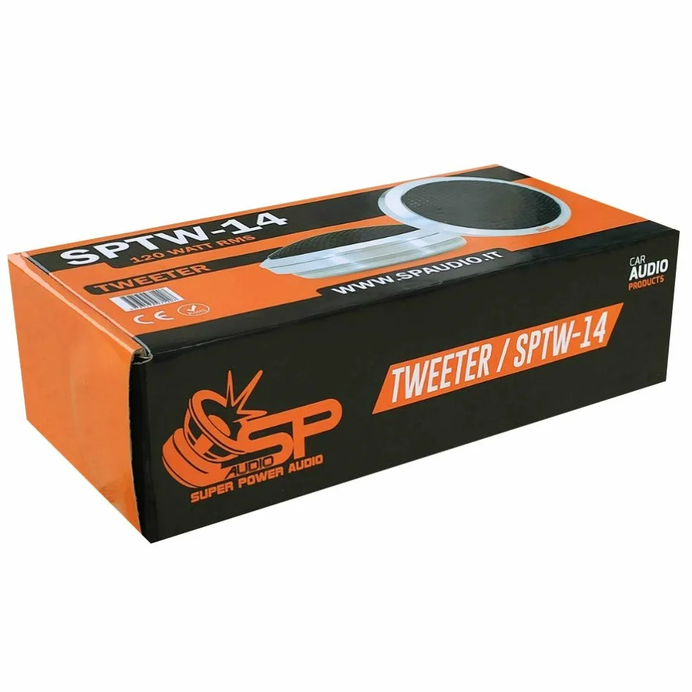 2 SP AUDIO SP TW-14 głośnik wysokotonowy 2,2" 5,50 cm 55 mm średnica 120 W rms i 240 Watt Max 4 omy aluminium zmniejszona głębokość 1,00 cm, para