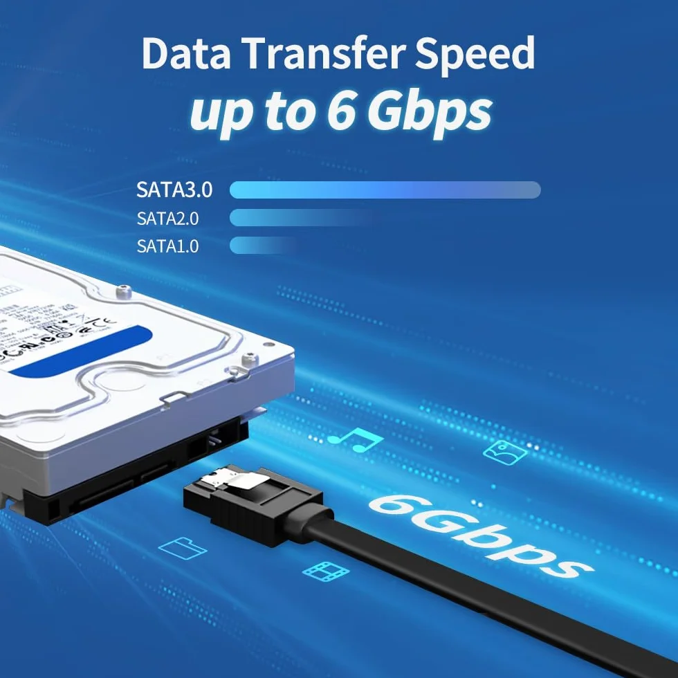 1 x kabel SATA III 18", 6 Gb/s, sztywny kąt 90°, dysk twardy SATA, SSD, odtwarzacz CD, nagrywarka CD, czarny
