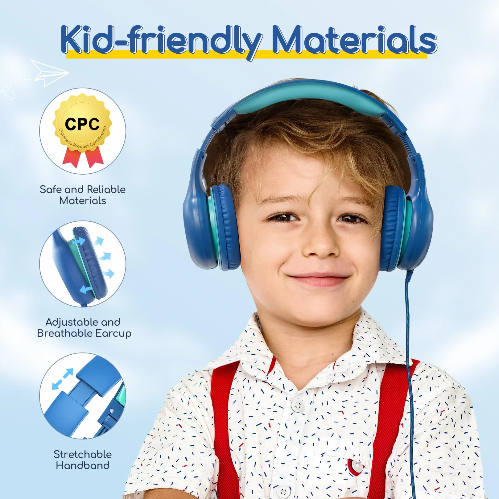 EarFun Słuchawki dla Dzieci Składane Ogranicznik Głośności 85 dB Stereo Przewodowe