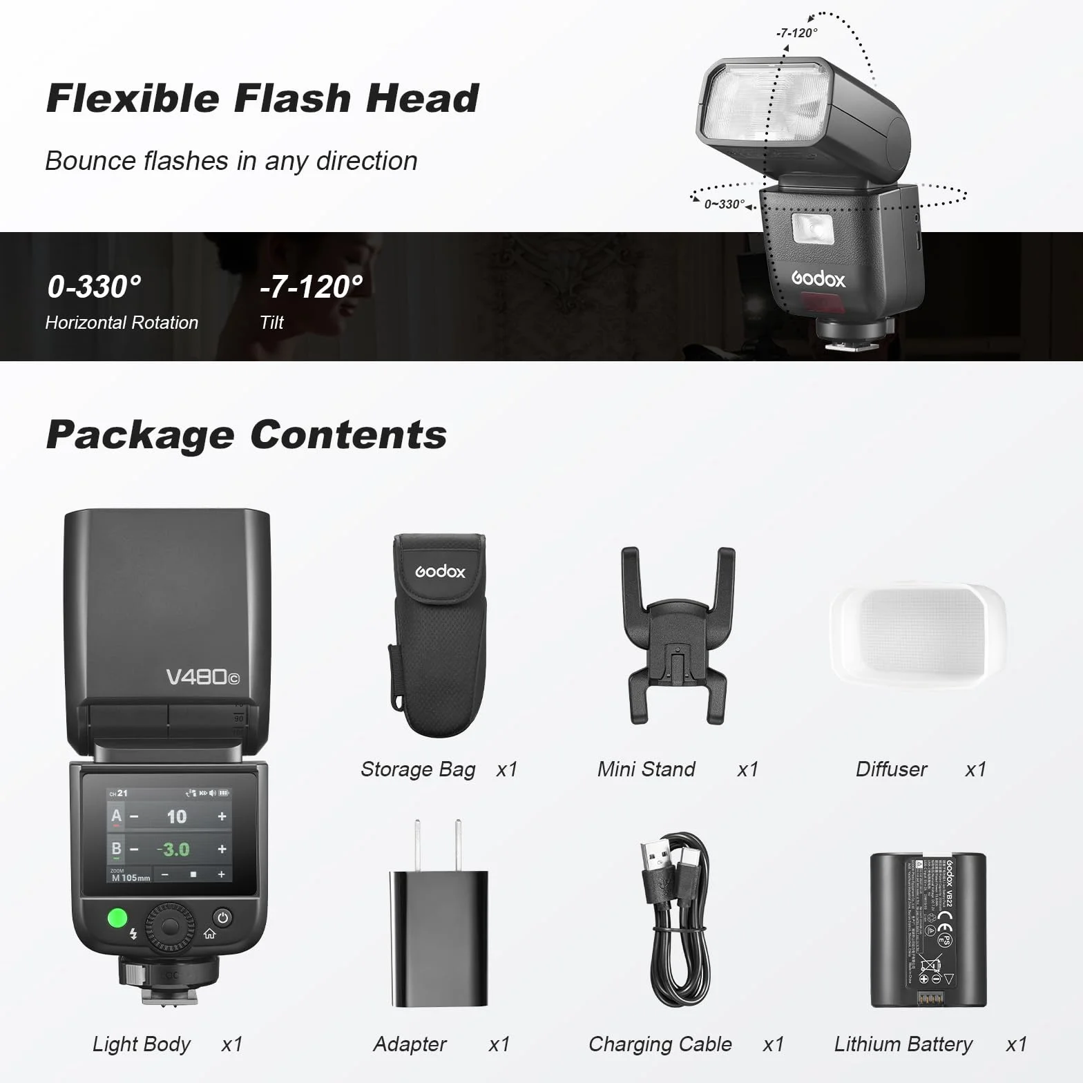 Godox V480S V480-S lampa błyskowa do aparatu Flash Speedlite 7,2 V/2200 mAh TTL GN50 650 lampa błyskowa o pełnej mocy do kamer Sony