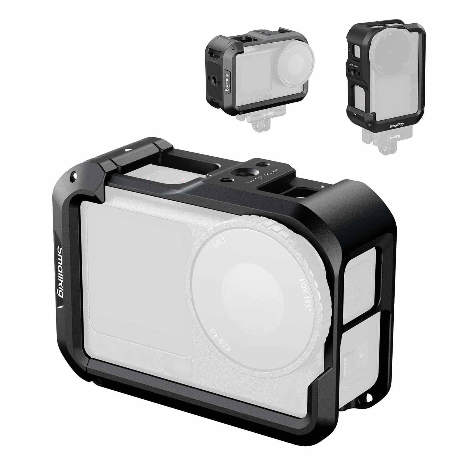 SMALLRIG Klatka Action 6 do DJI Osmo Action 6 z interfejsami rozszerzeń, zimną stopką, gwintem 1/4"-20, szybkozłączką, aluminiowa klatka do kamery akcji do DJI Action 6, ochronna klatka - 5888