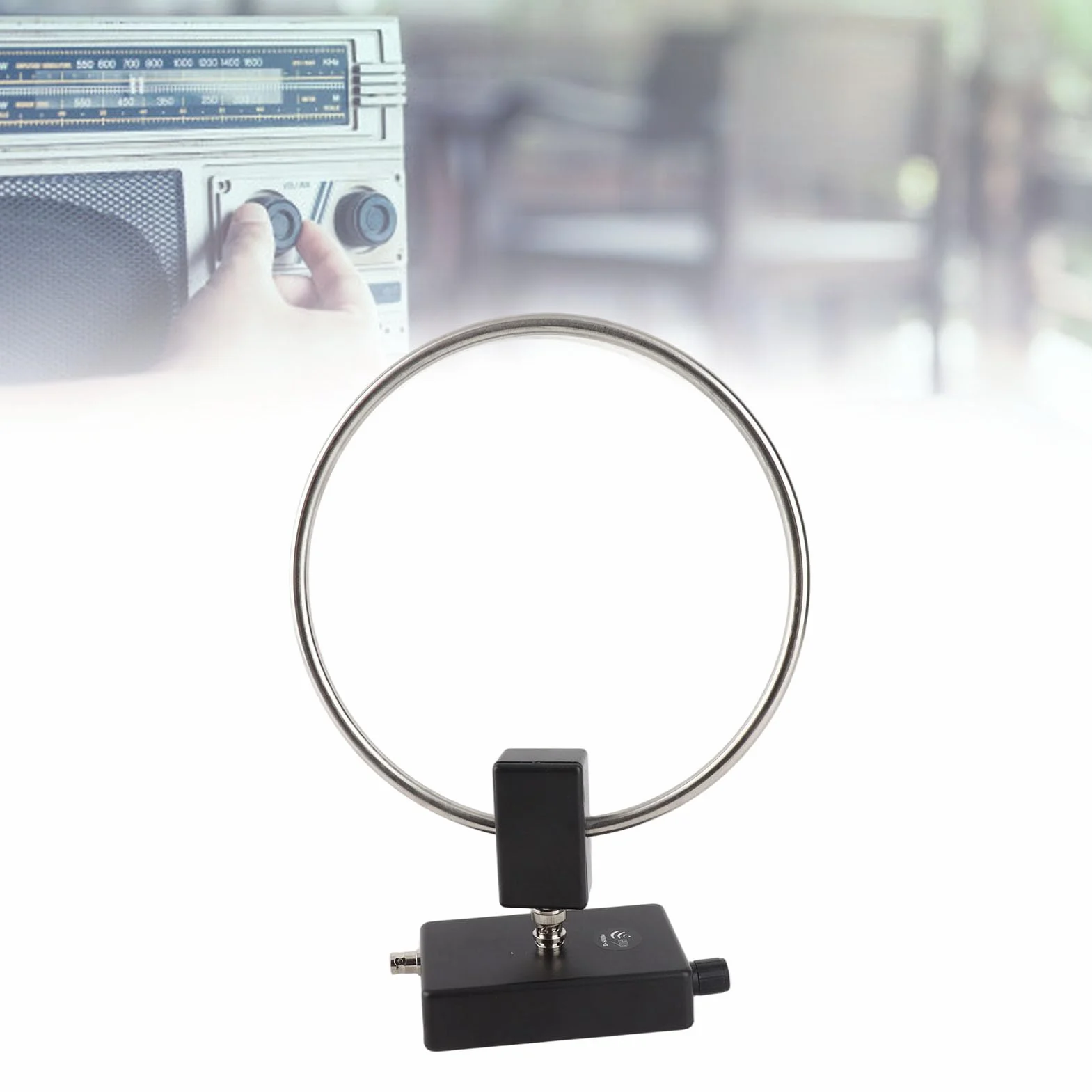 VGEBY Antena radiowa krótkofalowa, antena pętlowa ze stali nierdzewnej 3-30 MHz, aktywna antena odbiorcza, anteny radiowe ze wzmocnieniem 20 dBi, linia podajnika BNC-3,5