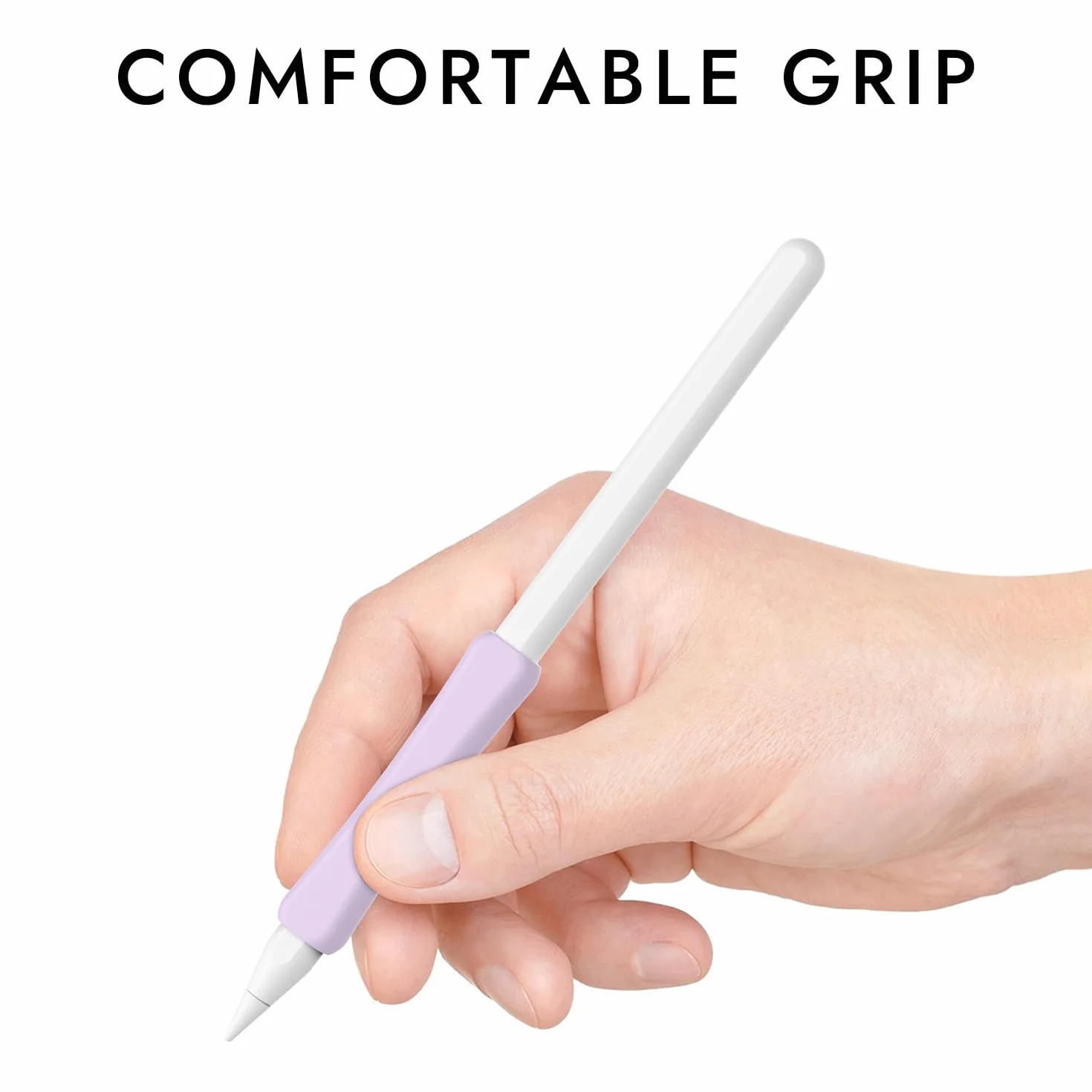 Silikonowy uchwyt, 4 sztuki, kompatybilne z Apple Pencil 2. generacji, Apple Pencil Pro i Apple Pencil USB-C ergonomiczny uchwyt (różowy/fioletowy/żółty/turkusowy)
