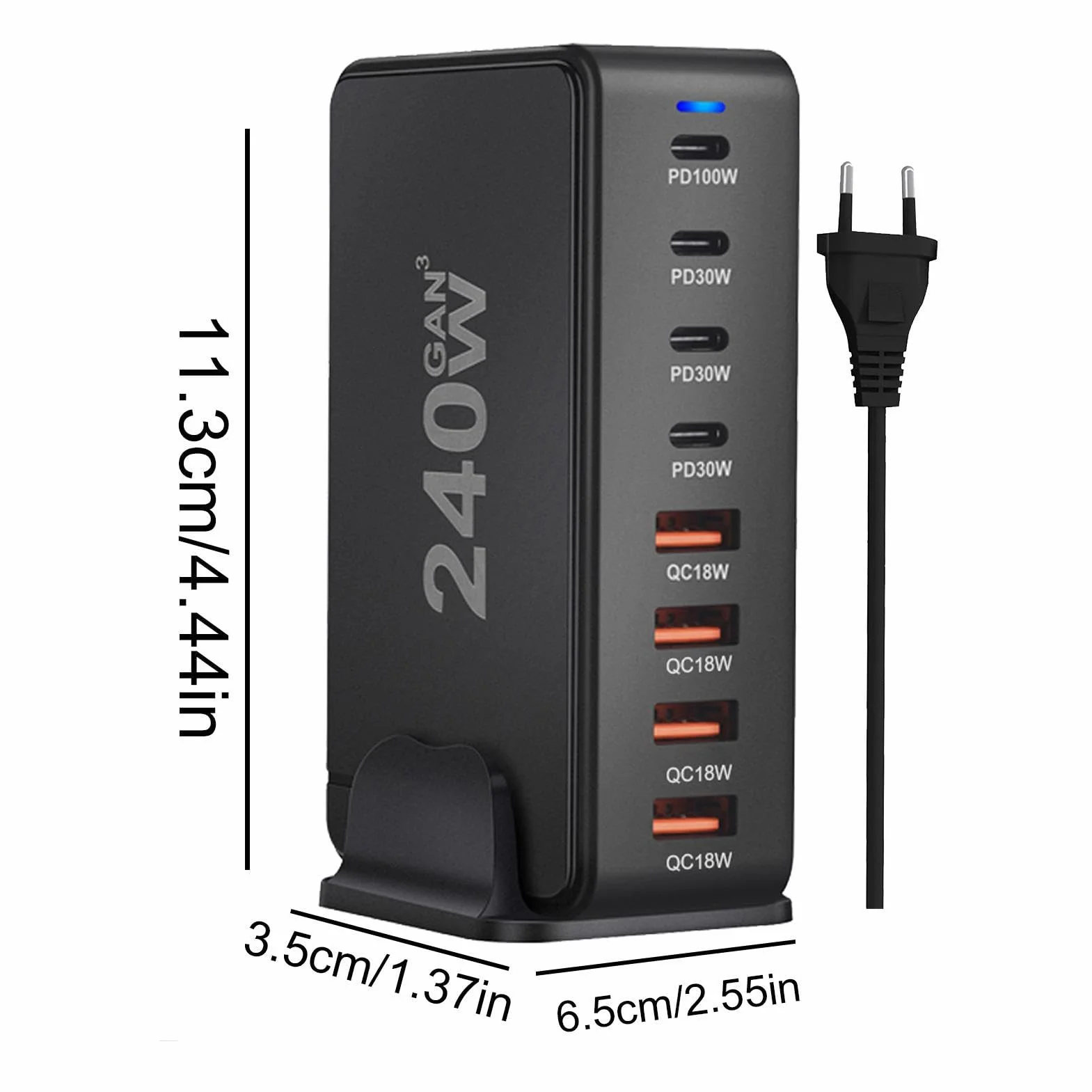 Ładowarka 240 W | 8-portowy adapter do szybkiego ładowania laptopa typu C | Pd QC Ultra szybkie ładowanie zasilacza do laptopa do ładowania