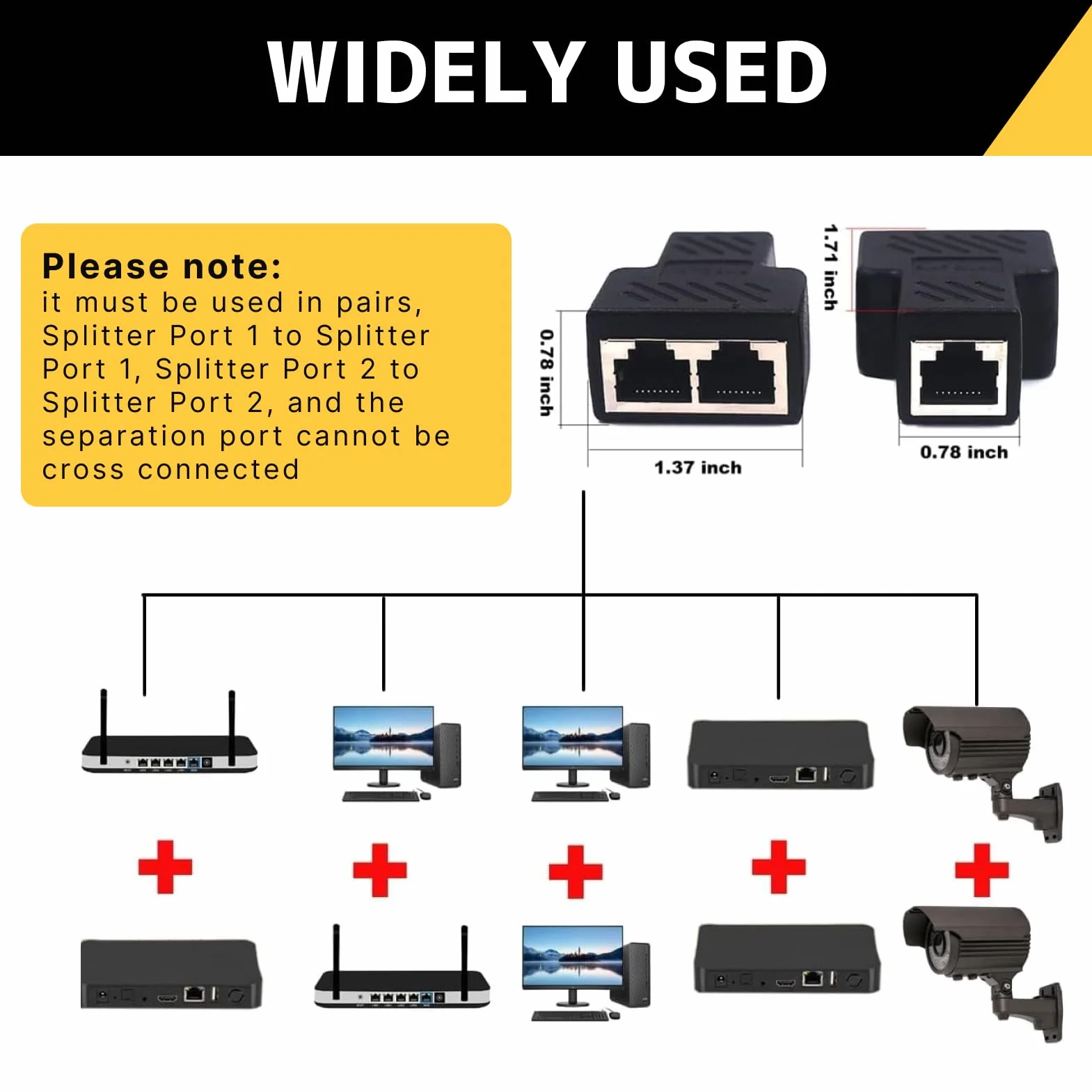 2 sztuki dzielników RJ45, przełącznik Ethernet Splitter, dwuportowy adapter złącza sieciowego, konwerter kabla internetowego typu plug and play