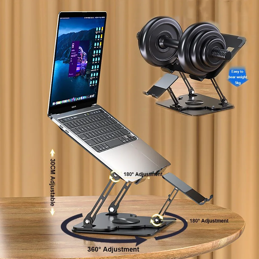 Pionowa Podstawka Chłodząca Do Laptopa,Podstawka 2 W 1 Do Telefonu/Laptopa,Obrotowa O 360°,Składana I Regulowana,Wydrążone Odprowadzanie Ciepła,Do Notebooków 17'',Do Gier Na Biurku/Do Biura A