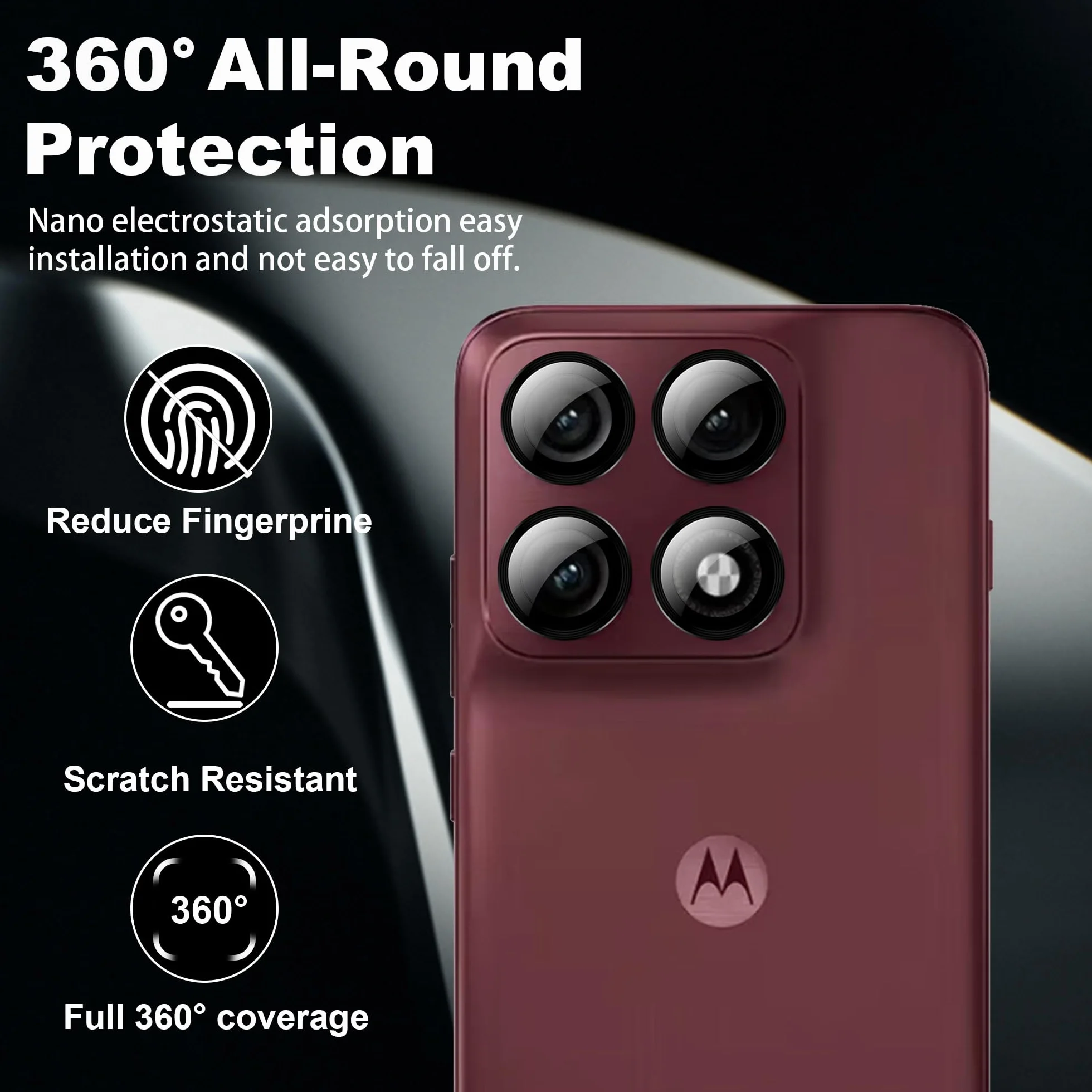 zZjoOoj Ochrona aparatu do Motorola Moto Edge 70 Pro do szkła ochronnego, szkło hartowane 9H, indywidualna osłona metalowego pierścienia, przezroczysta HD, zestaw 2 szt. (kolorowe i czarne)